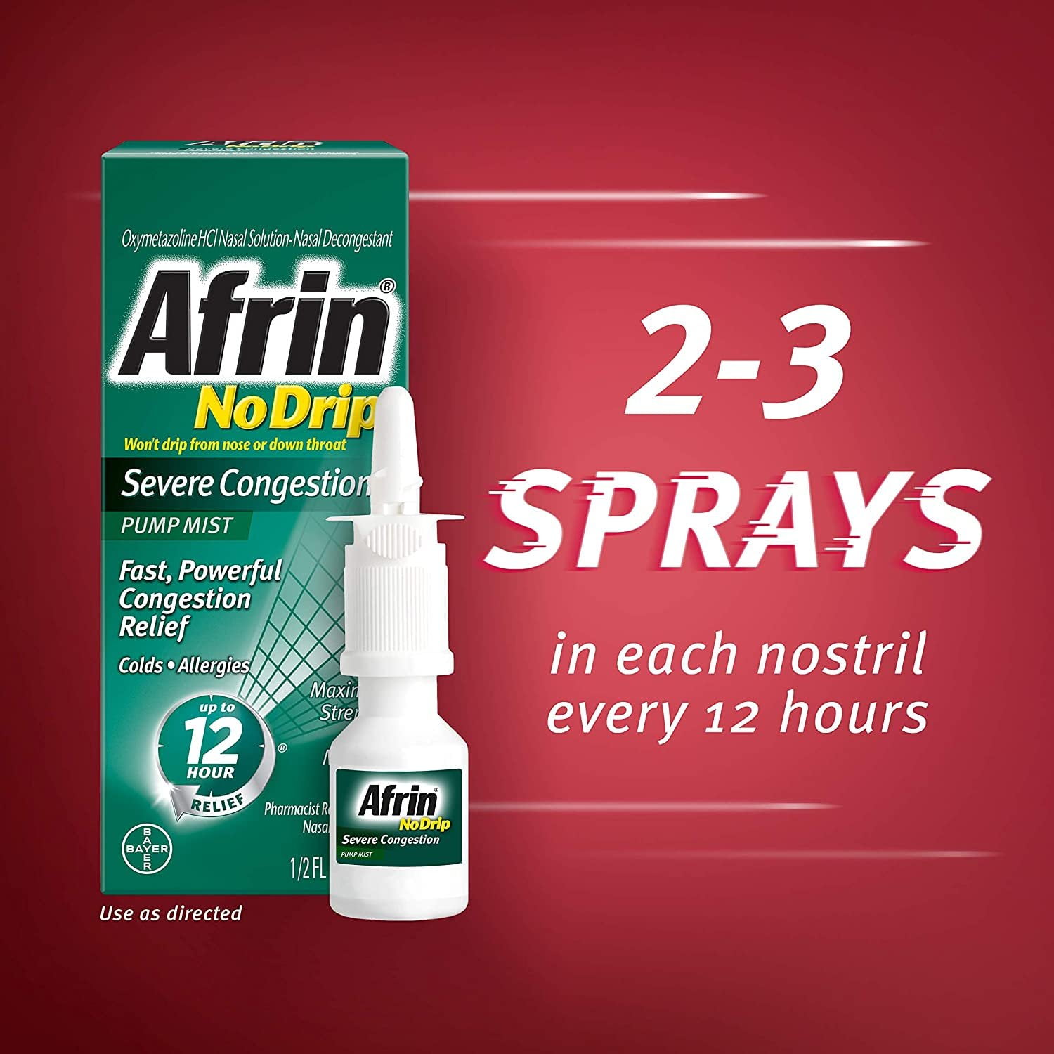 Afrin 12 Hour Severe Congestion Maximum Strength Nasal Spray 0.5oz 5 Pack