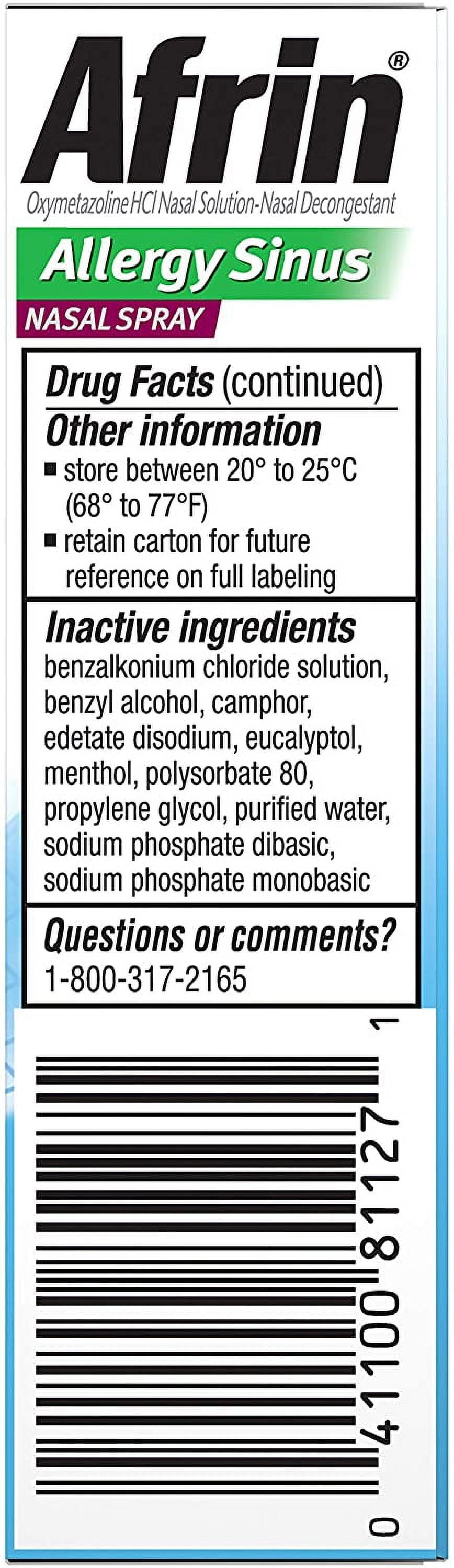 Afrin Allergy Sinus Nasal Spray 0.50 oz Pack of 6 - Fast Relief
