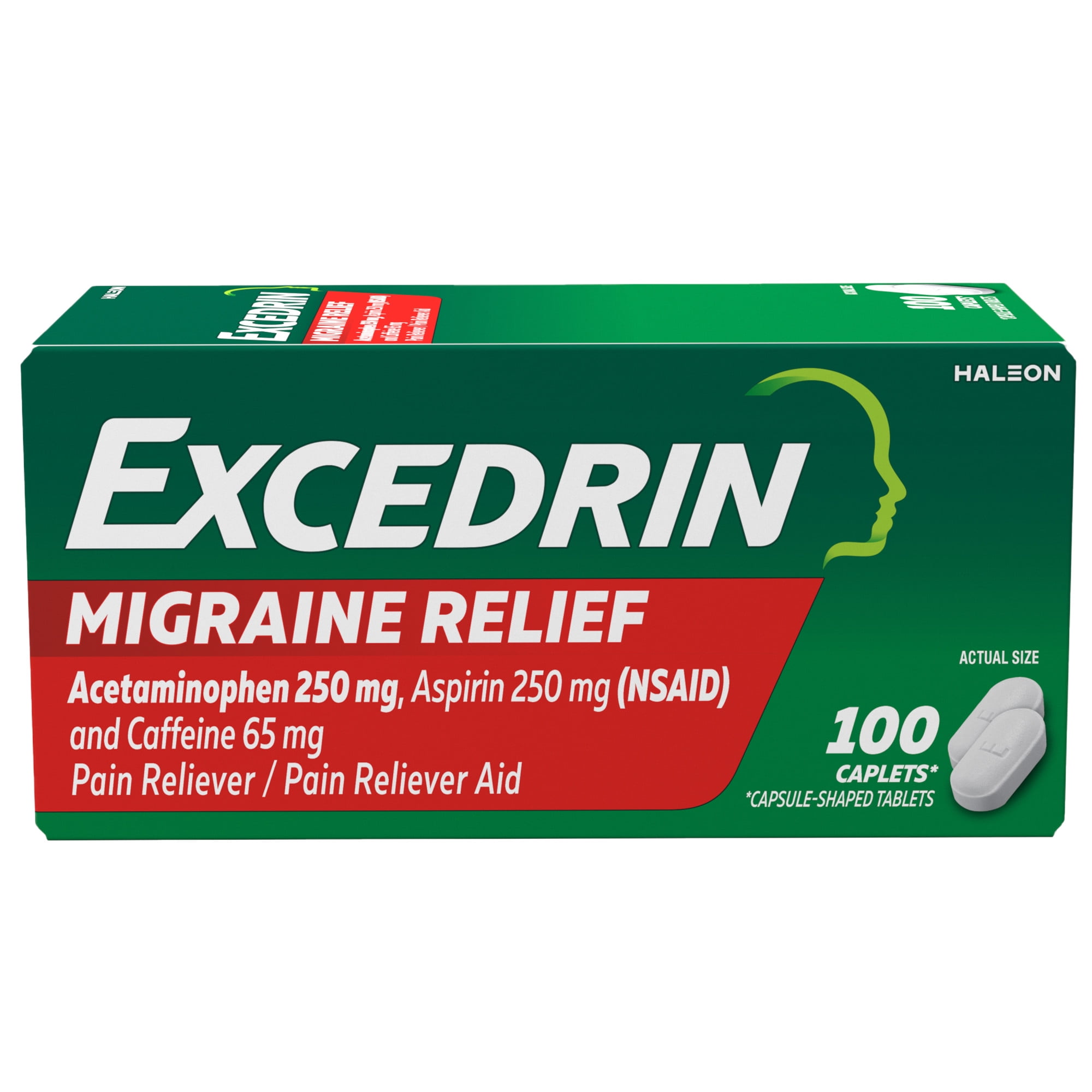 EXCEDRIN MIGRAINE RELIEF CAPLETS - 100 COUNT FOR MIGRAINE HEADACHE RELIEF