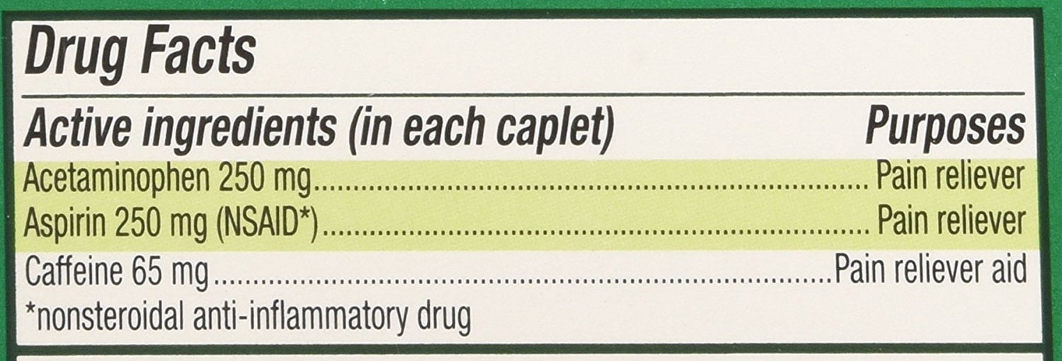 Excedrin Extra Strength Headache Pain Reliever Acetaminophen 300 Caplets