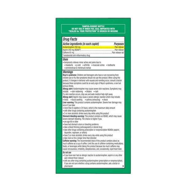 Excedrin Extra Strength Pain Relief Caplets 300 Count