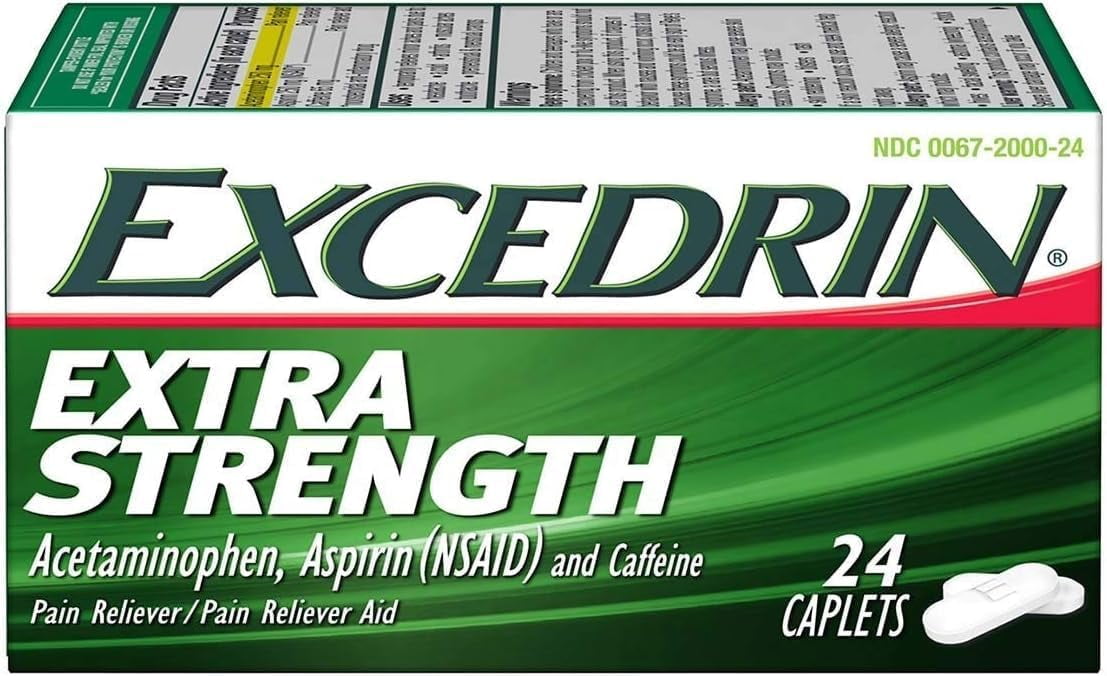 Excedrin Extra Strength Aspirin Caplets 24 Count Headache Pain Relief