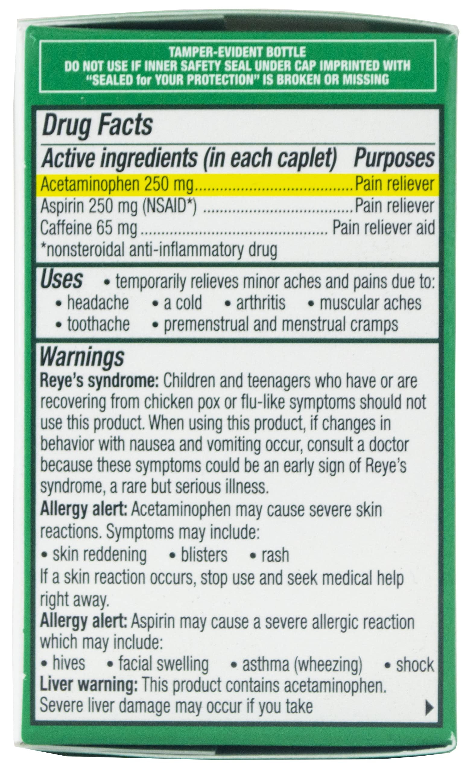 Excedrin Extra Strength Aspirin Caplets 24 Count Headache Pain Relief