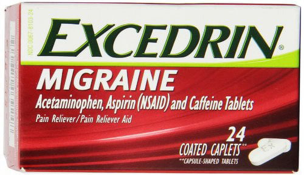 Excedrin Migraine Pain Relief 6 Pack 24 Count Caplets Each.