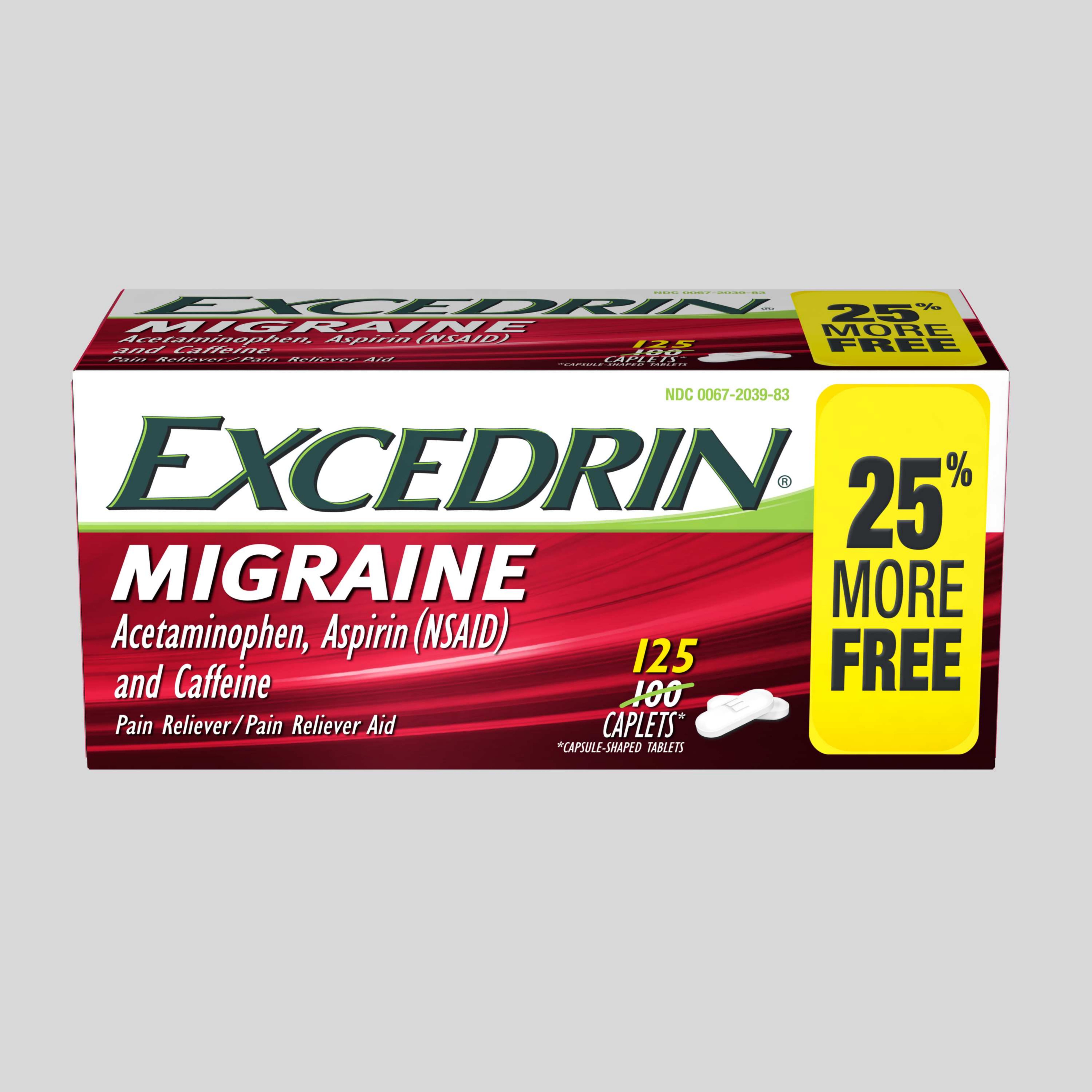 Excedrin Migraine Caplets for Pain Relief 125 Count