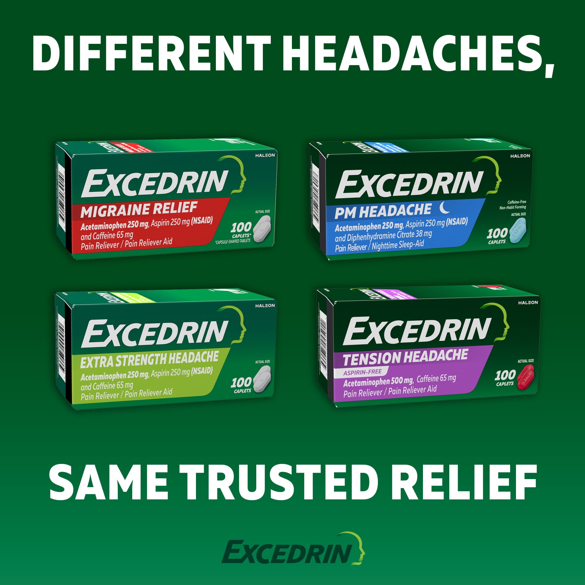 Excedrin Pm Headache Medicine Sleep Aid Acetaminophen Aspirin Caplets 24 Count