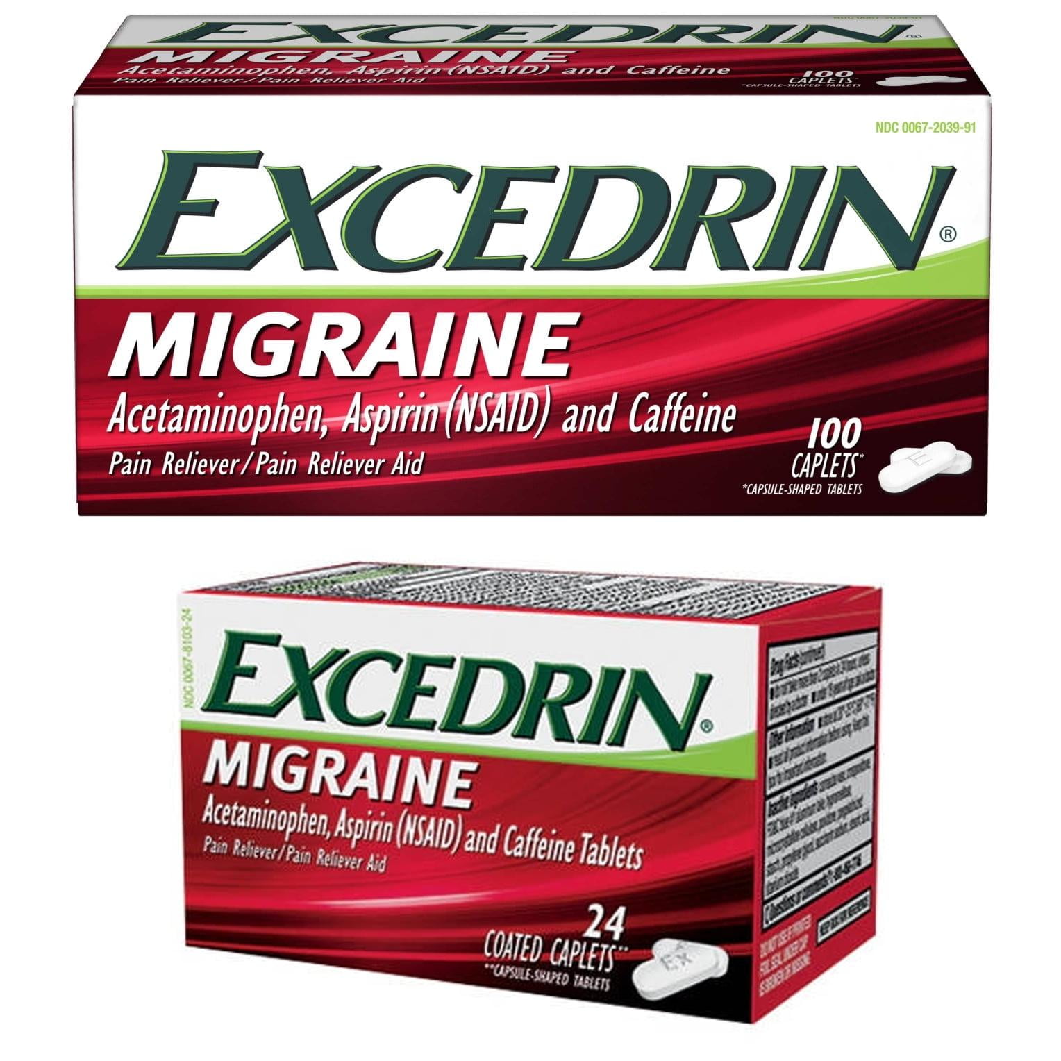 Excedrin Migraine Caplets 100 Count + Excedrin Migraine Medicine Caplets 24 Count - Headache Relief