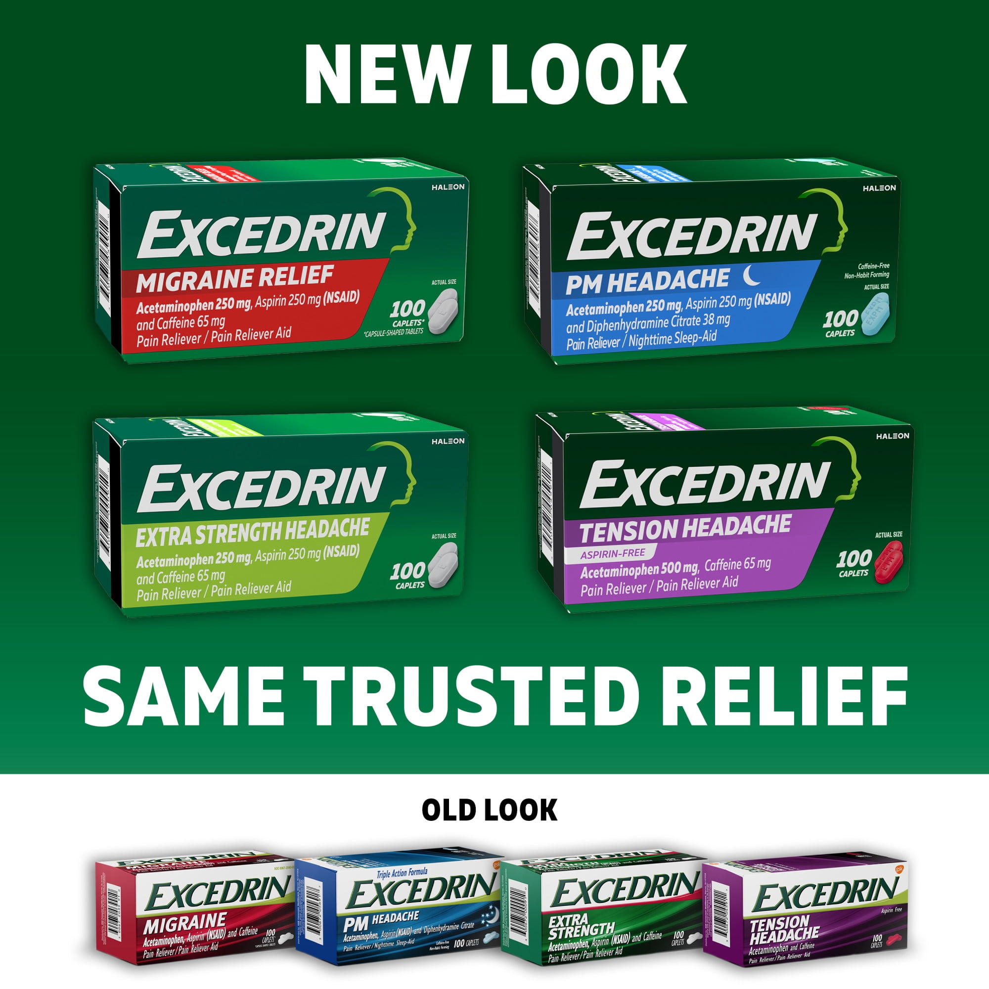 Excedrin PM Pain Reliever Nighttime Sleep Aid Caplets Headache Relief 100 Count