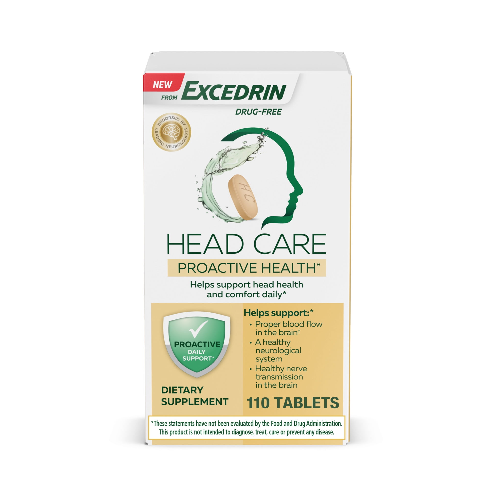 Excedrin Head Care Proactive Health Dietary Supplement with Folic Acid 110 Ct