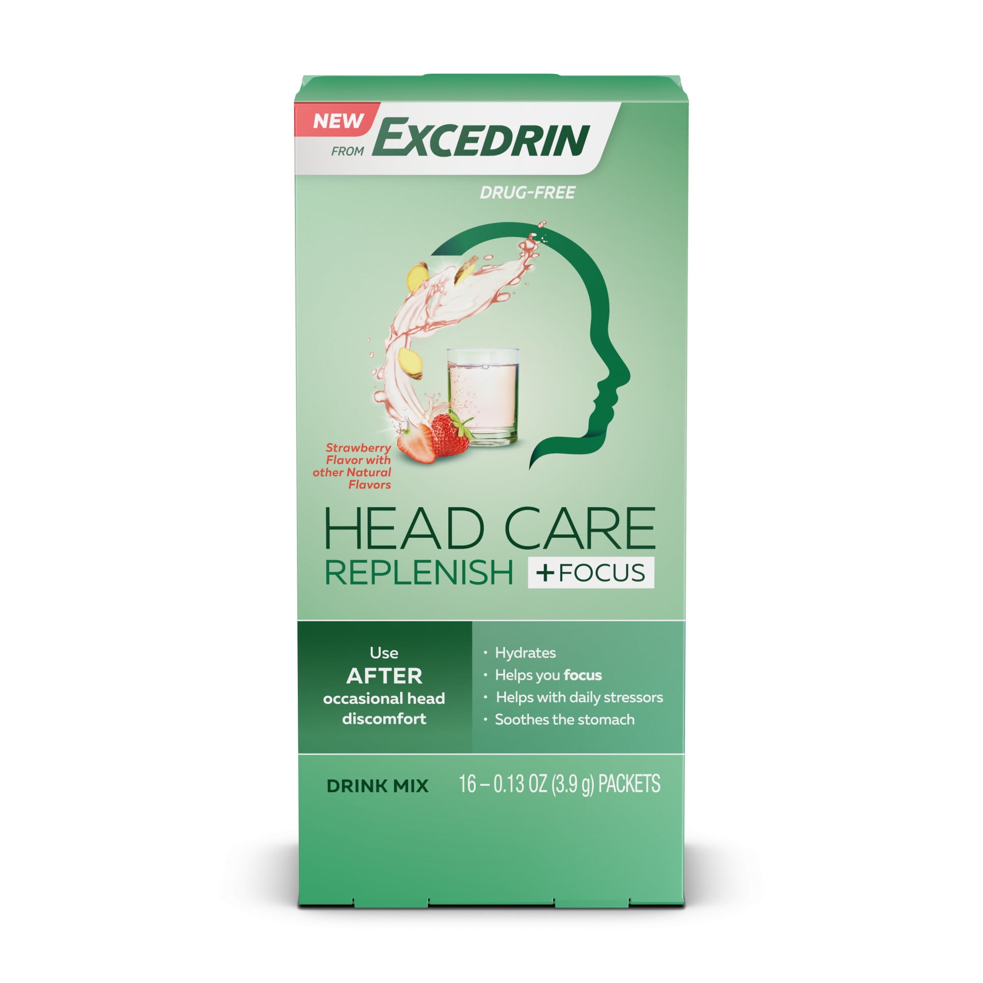Excedrin Head Care Replenish Focus Drink Mix - 16 Packets for Head Health Support
