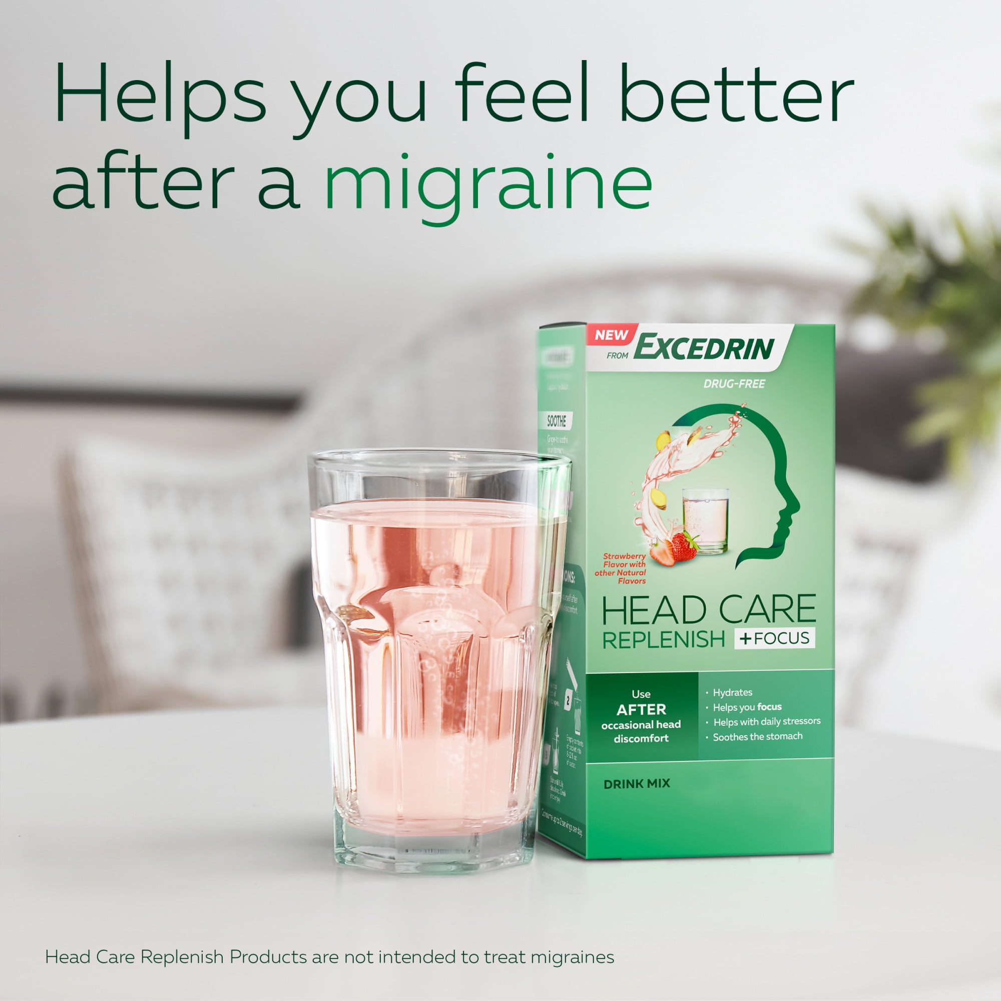 Excedrin Head Care Replenish Focus Drink Mix - 16 Packets for Head Health Support