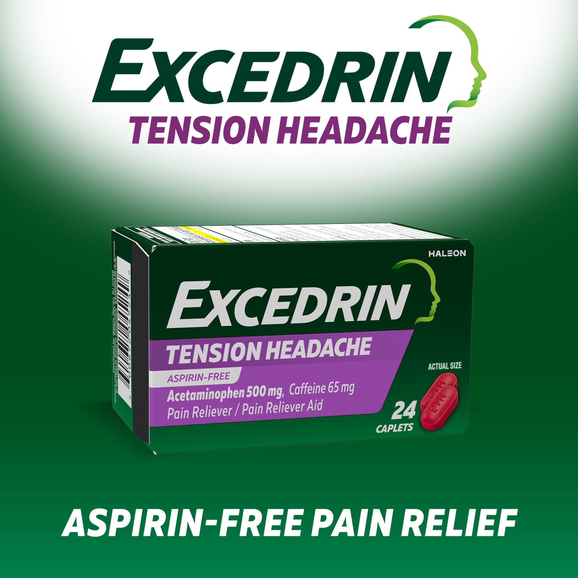 Excedrin Tension Headache Relief Caplets with Acetaminophen and Caffeine - 24 Count