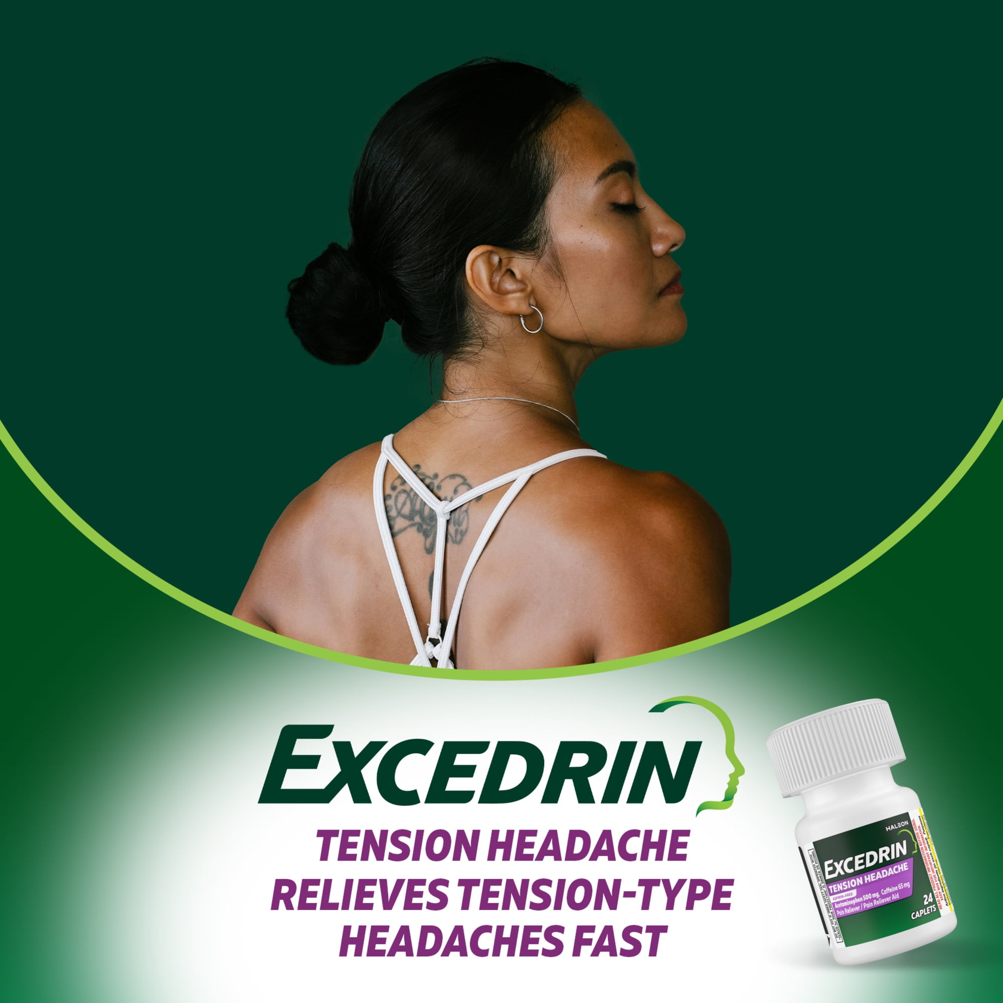 Excedrin Tension Headache Relief Caplets with Acetaminophen and Caffeine - 24 Count