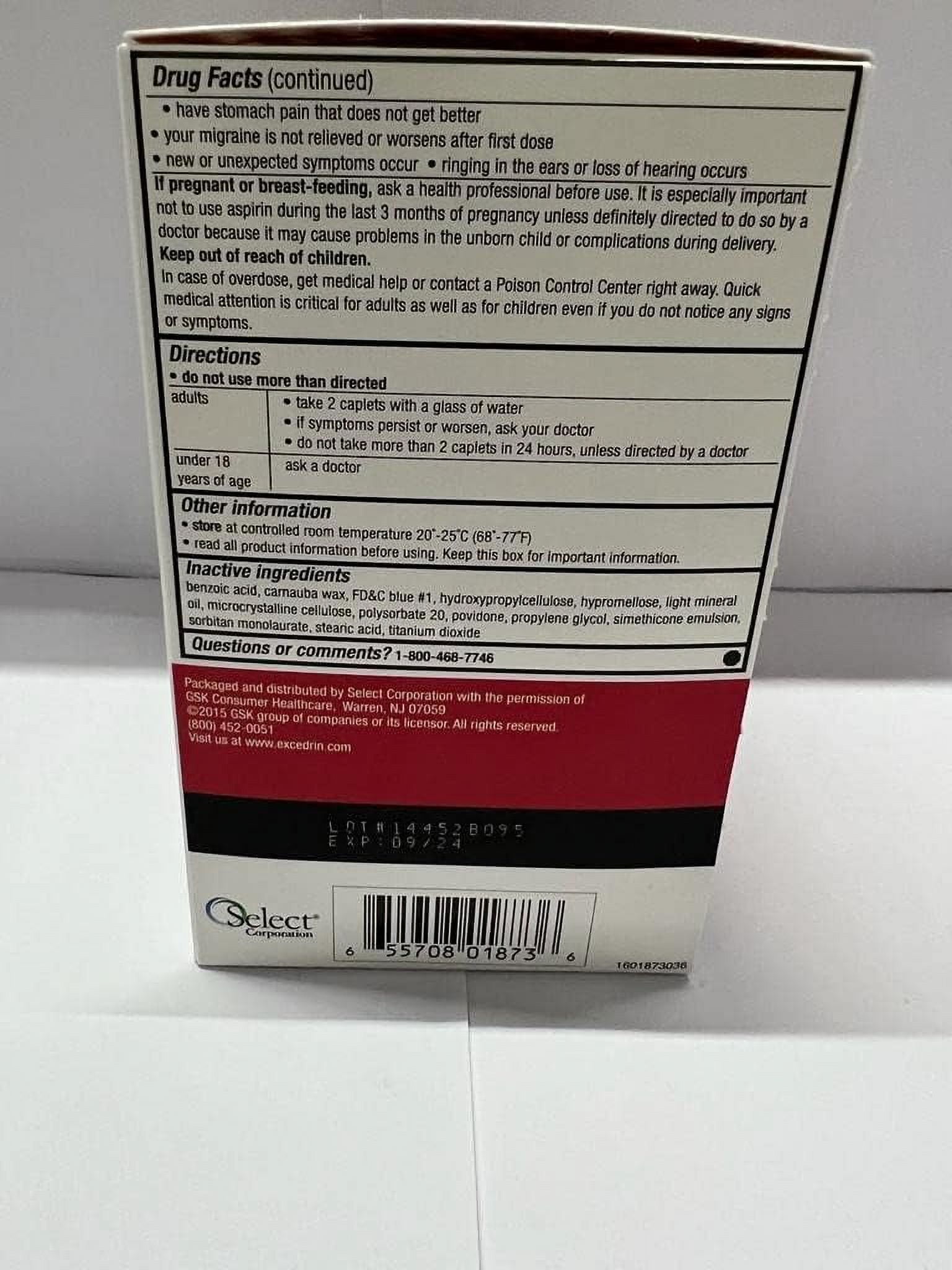 Excedrin Migraine Caplets 25 Packets 2 Display box