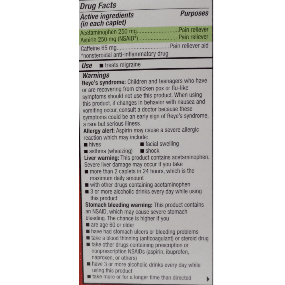 Excedrin Migraine Pain Relief Caplets 24 Count Pack of 2