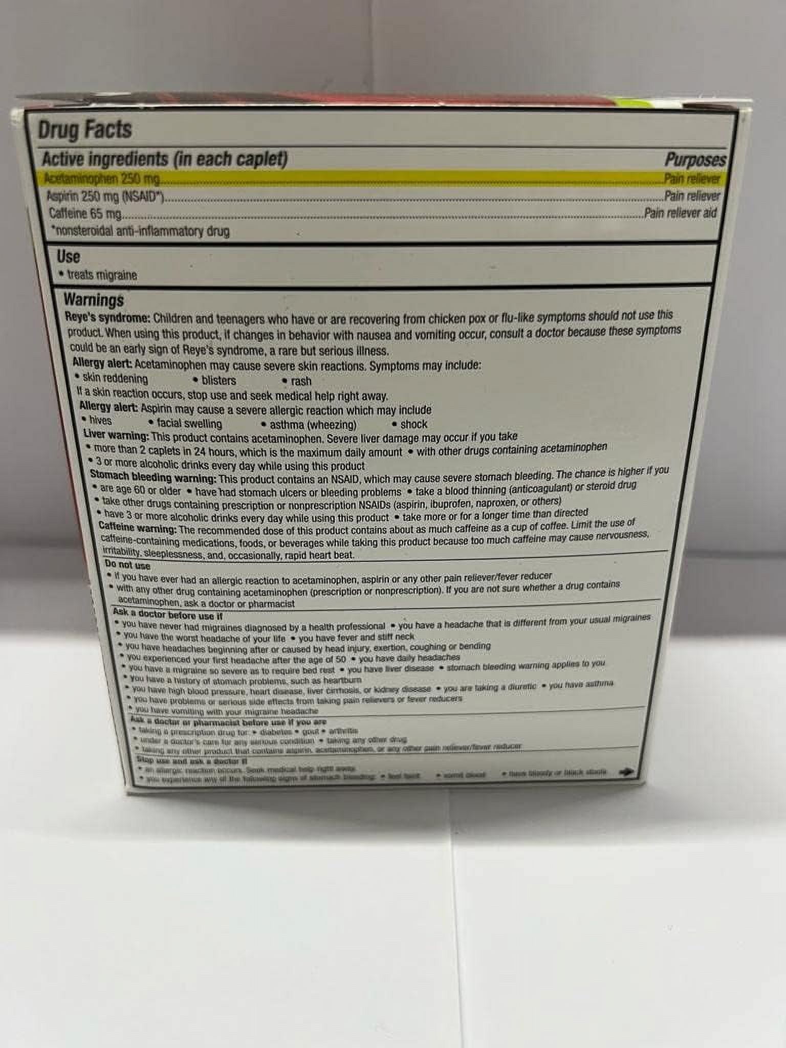 Excedrin Migraine Caplets 25 Packets of 2 Display Box