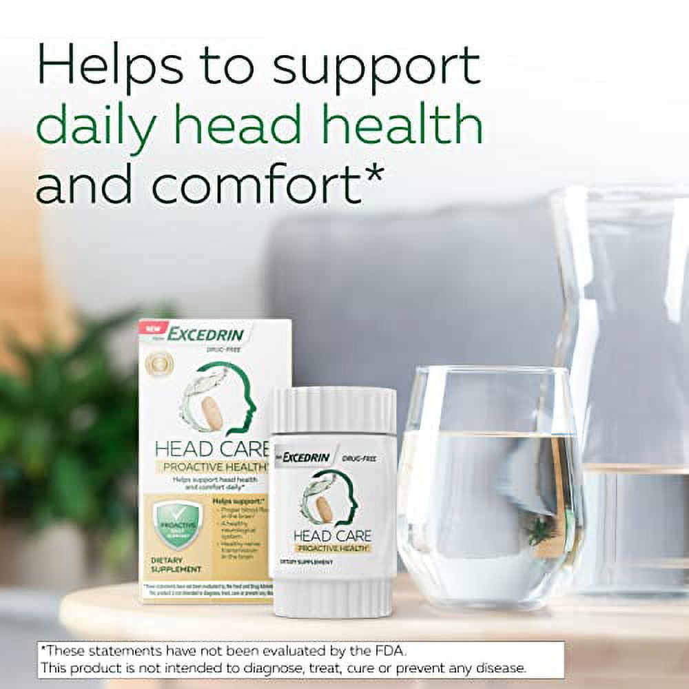 Excedrin Magnesium Riboflavin Vitamin B6 Folic Acid B12 Dietary Supplement Head Health Comfort Daily 110 Count