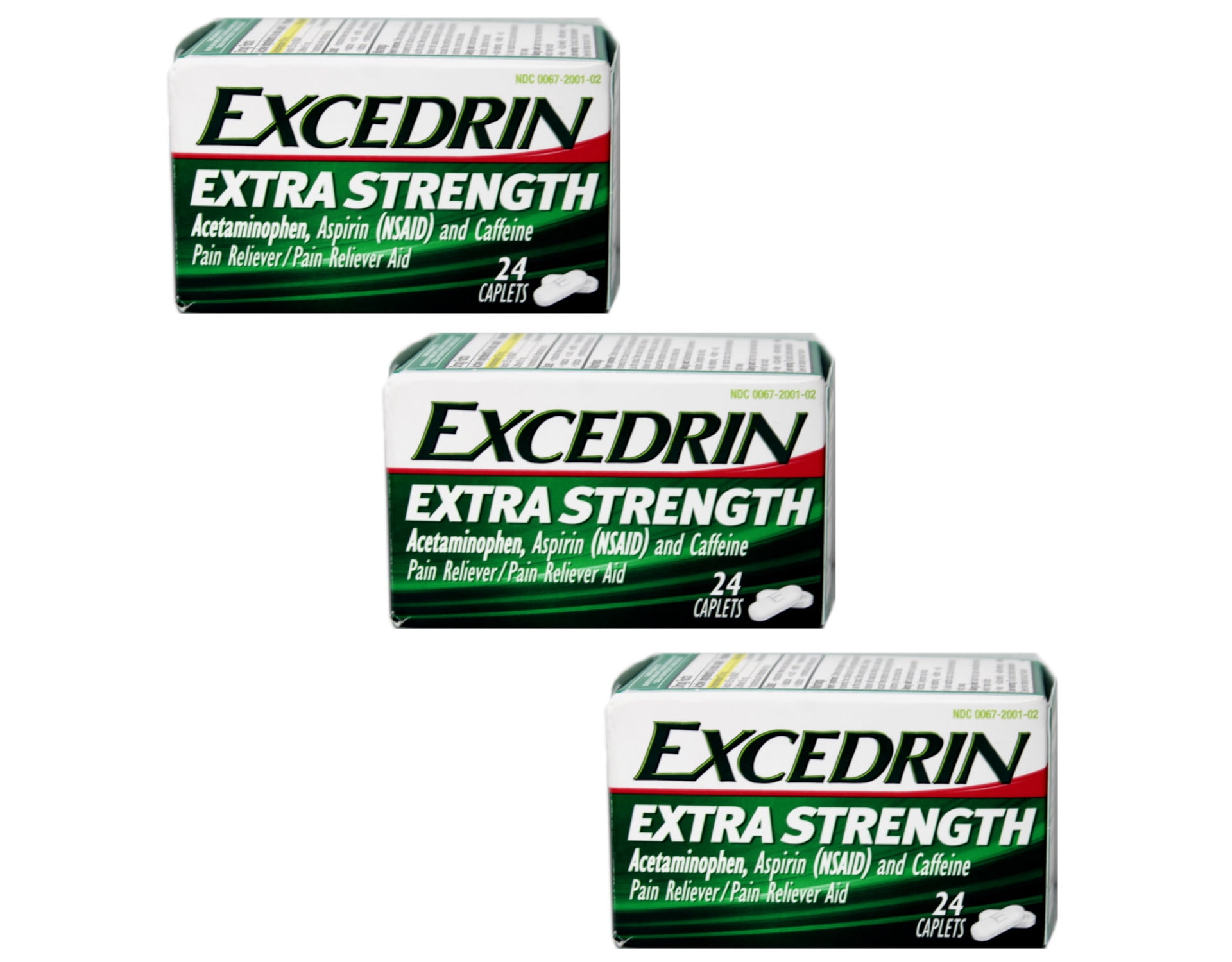 Excedrin Extra Strength Pain Relief Caplets 24 ea Pack of 3