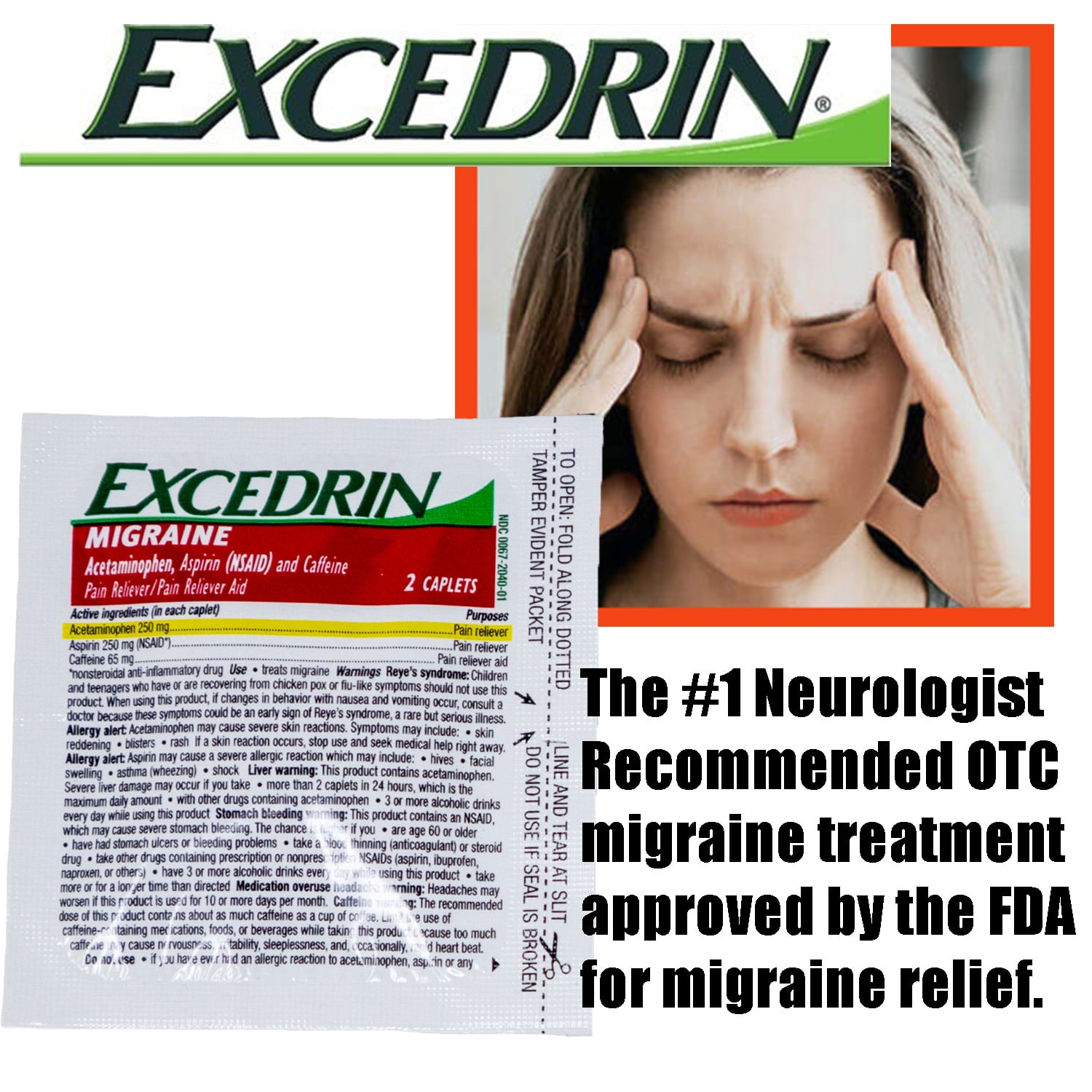 Excedrin Migraine 6 Single Dose Tablets for Fast Relief
