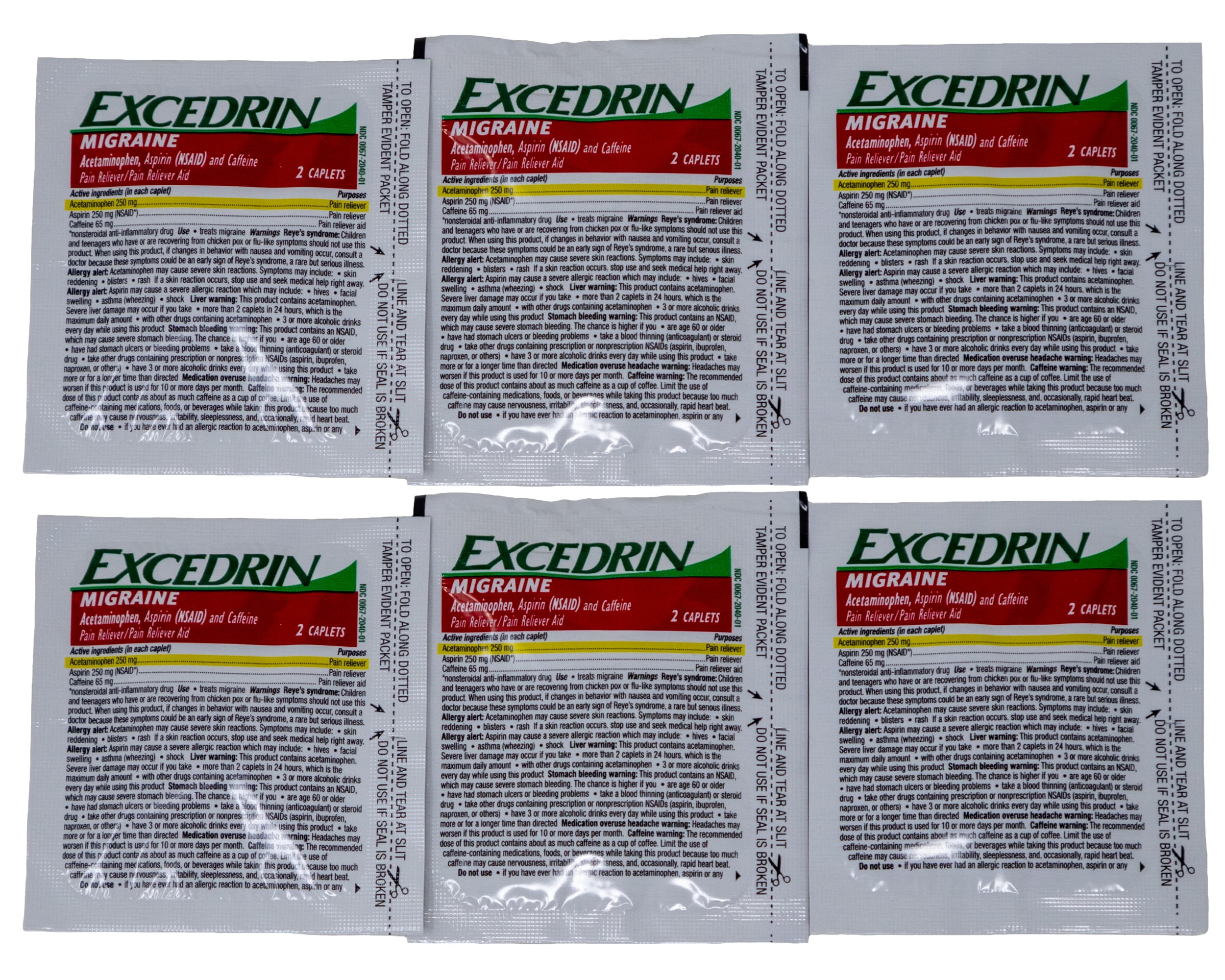 Excedrin Migraine 6 Single Dose Tablets for Fast Relief