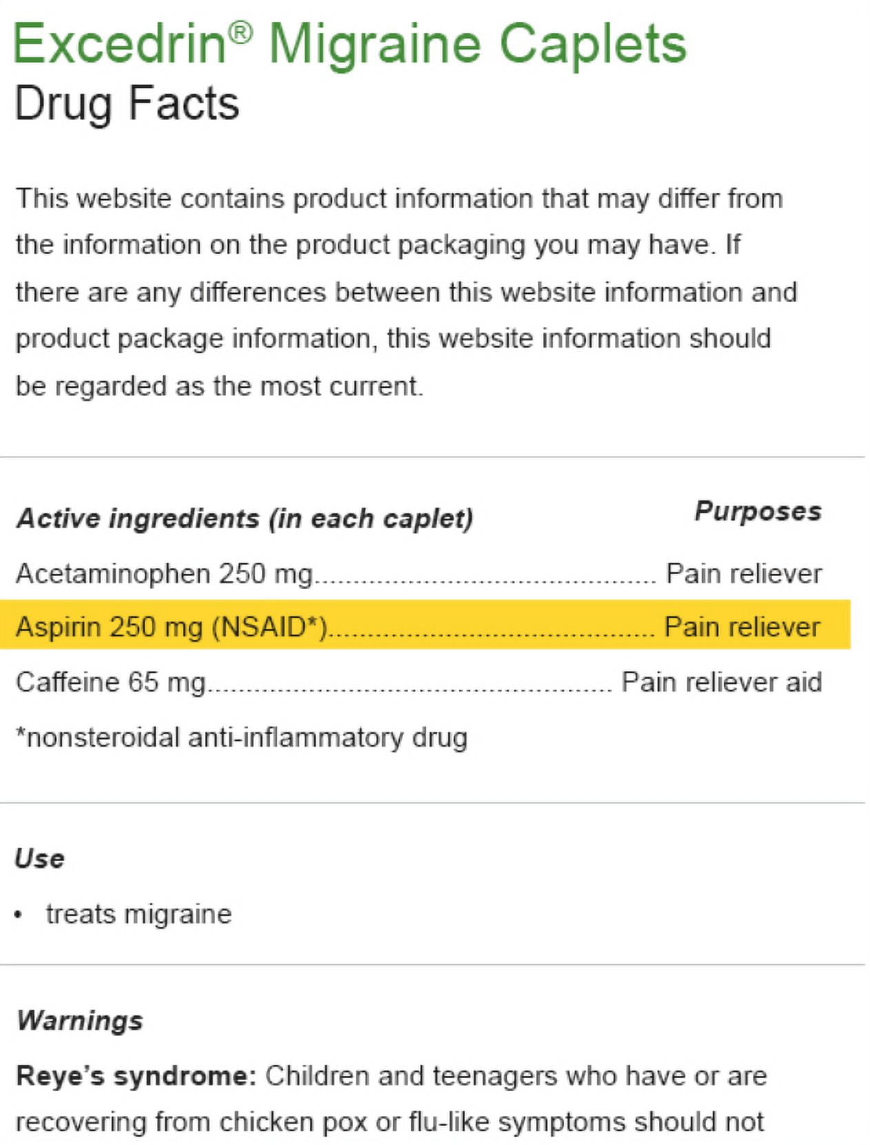 Excedrin Migraine 6 Single Dose Tablets for Fast Relief
