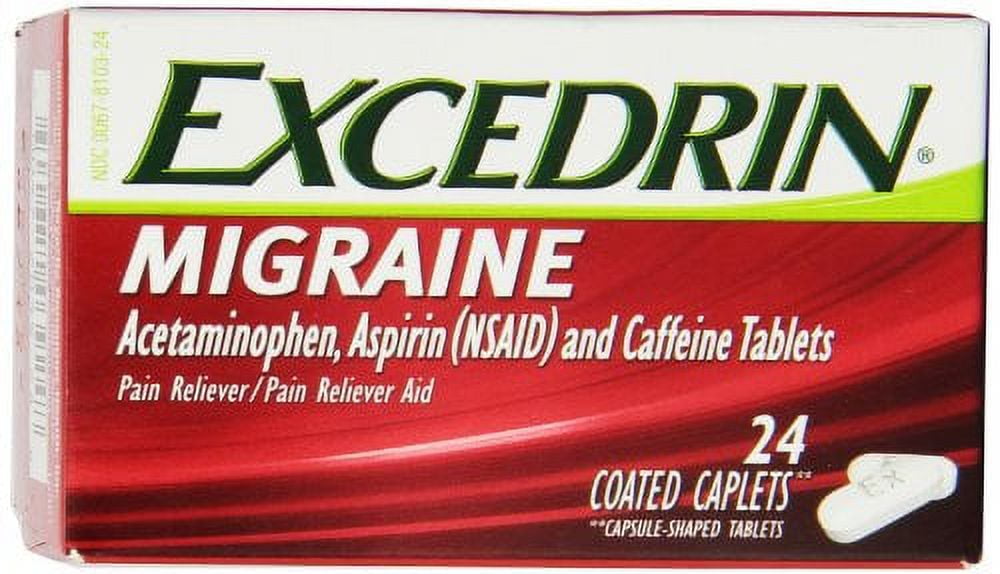 Excedrin Migraine Pain Relief 3 Pack 24 Count Caplets Each