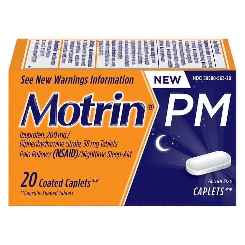 Motrin PM Ibuprofen 200mg Pain Relief Nighttime Sleep Aid Caplets - 20 Ea 3 Pack