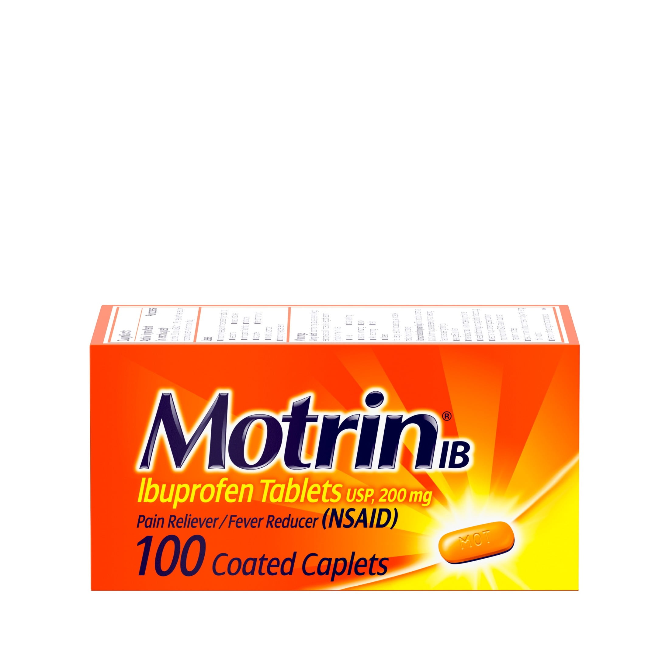 Motrin IB Ibuprofen 200mg Tablets Pain Fever Relief 100 Ct