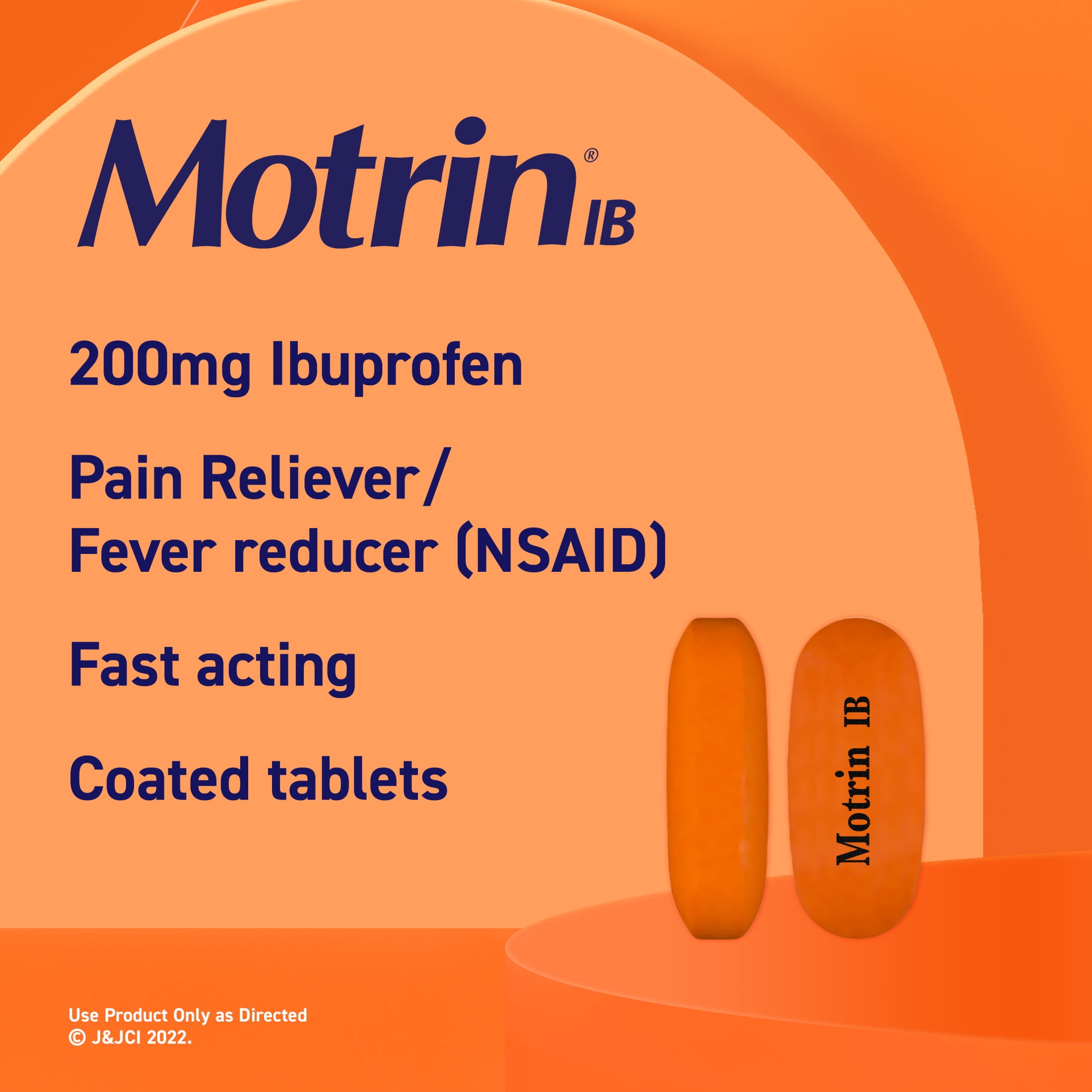 Motrin IB Ibuprofen 200mg Tablets Pain Fever Relief 100 Ct