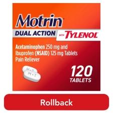 MOTRIN DUAL ACTION TYLENOL IBUPROFEN ACETAMINOPHEN 120 CT FOR PAIN RELIEF