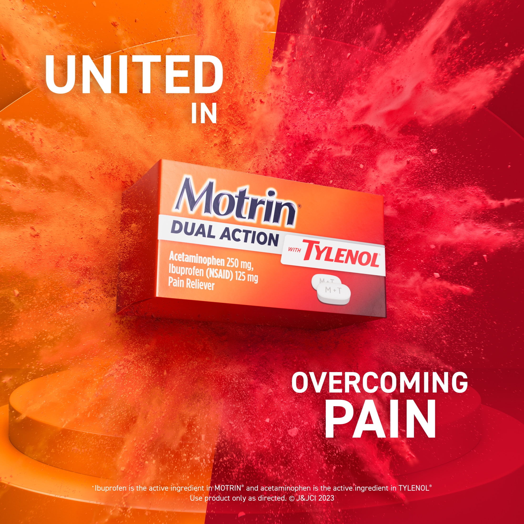 Motrin Dual Action Tylenol Ibuprofen Acetaminophen 120 Ct for Pain Relief