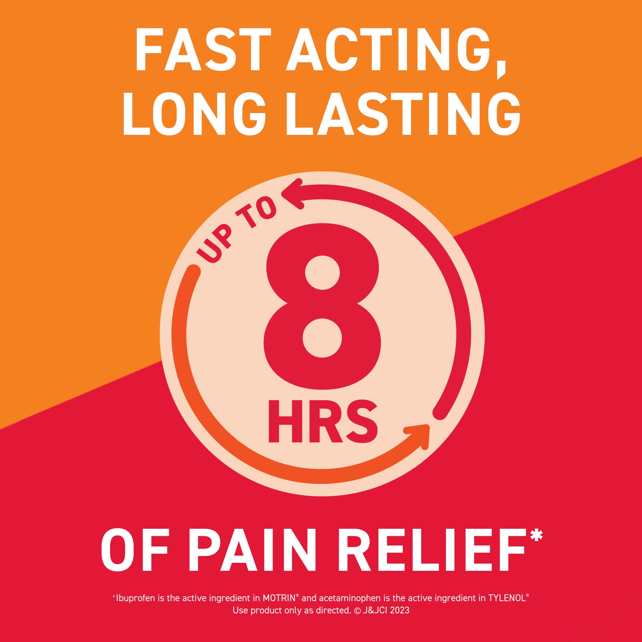 Motrin Dual Action Tylenol Ibuprofen Acetaminophen 120 Ct for Pain Relief