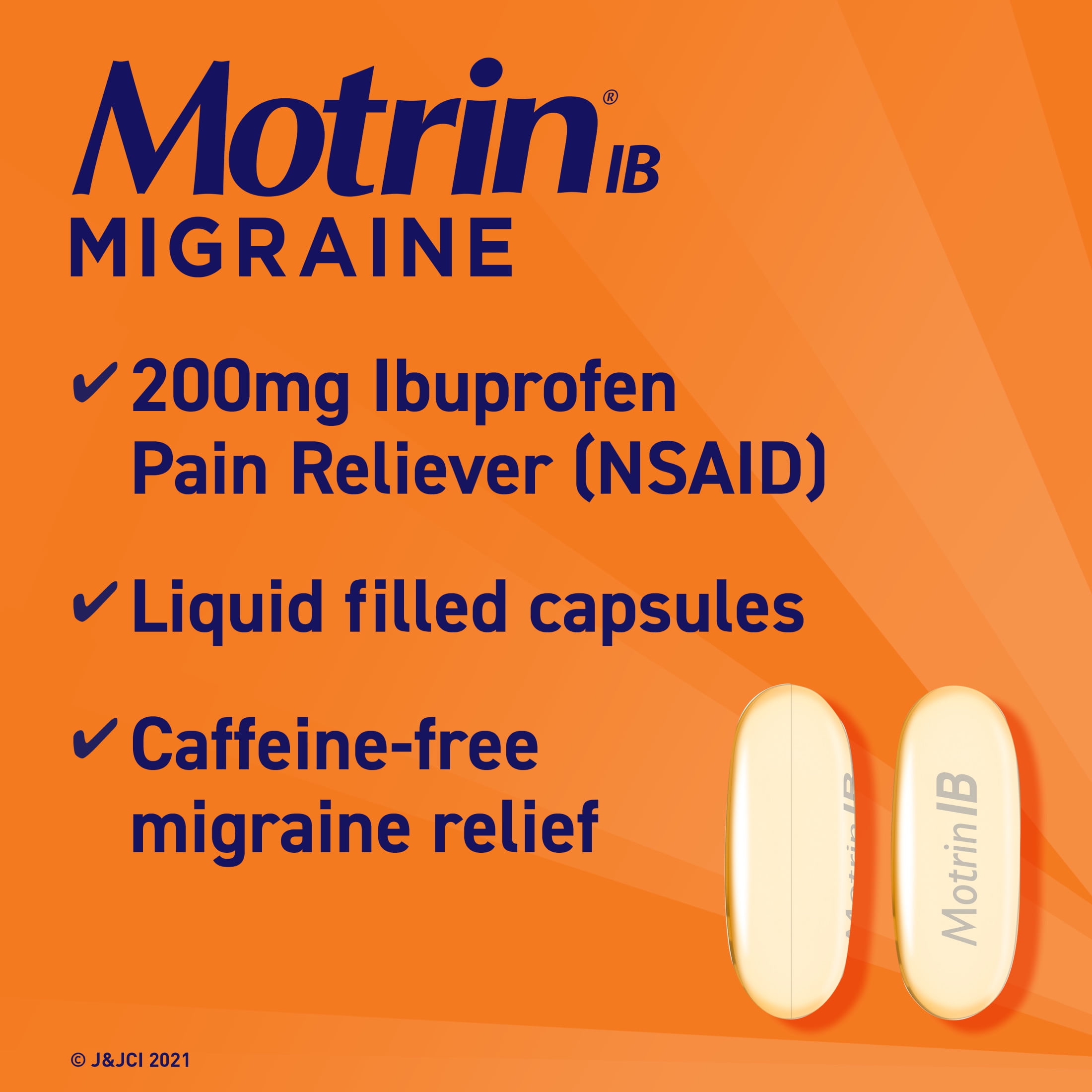 Motrin IB Migraine Relief Liquid Gel Caps Ibuprofen 200 mg 80 Ct