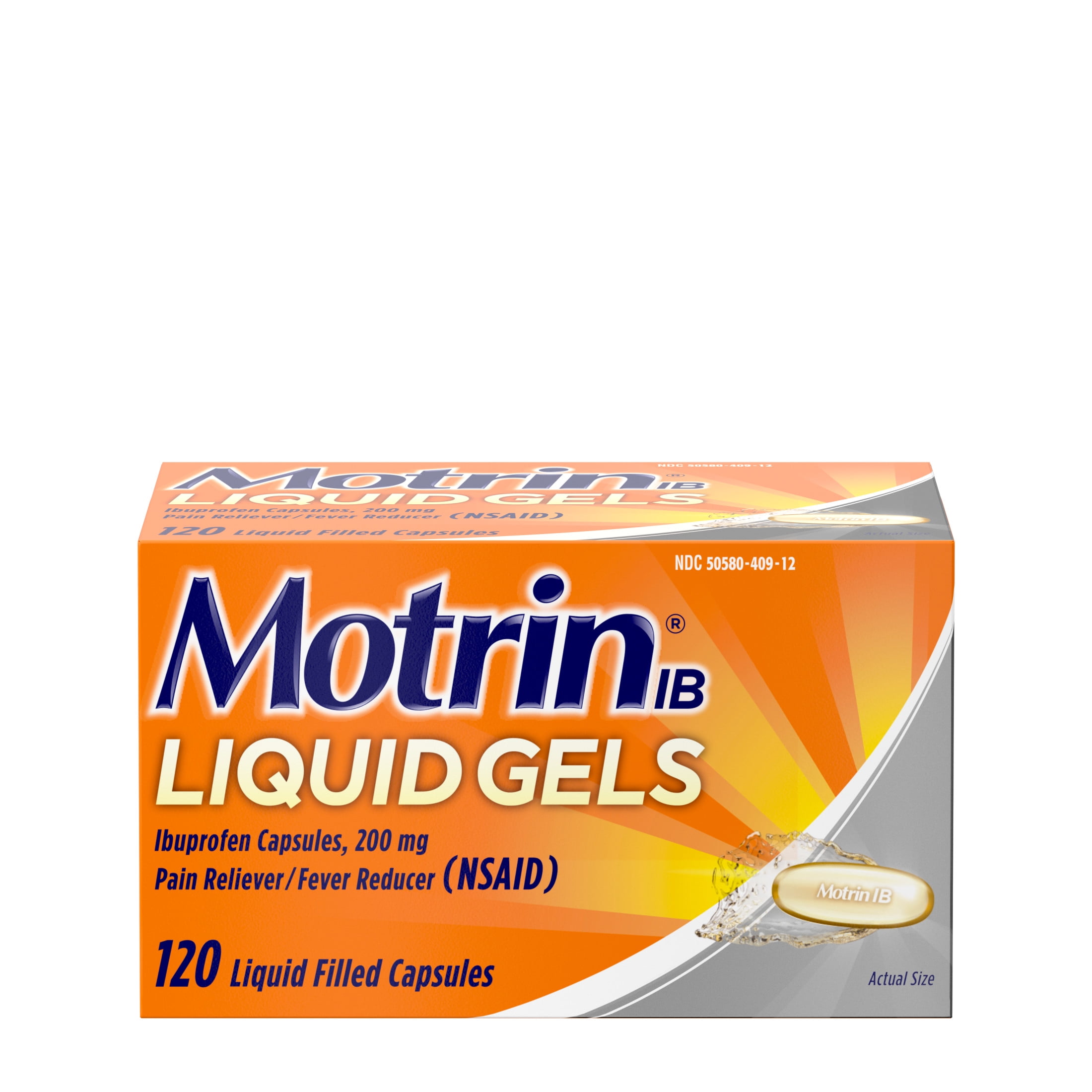 Motrin IB Liquid Gels Ibuprofen 200mg Pain Fever Relief 120 Count