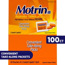 Motrin IB Ibuprofen 200mg Tablets Pain Fever 50 packs 2 Ct