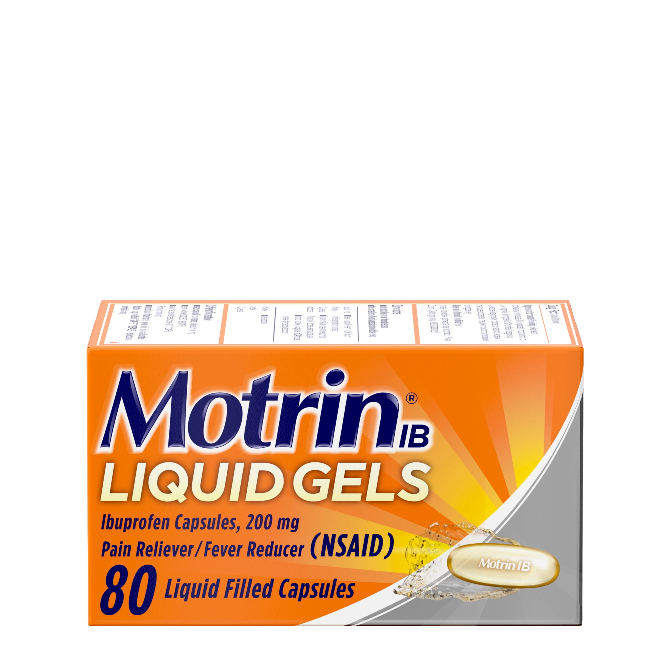 Motrin IB Liquid Gels 200mg Ibuprofen Pain Fever Relief 80 Ct