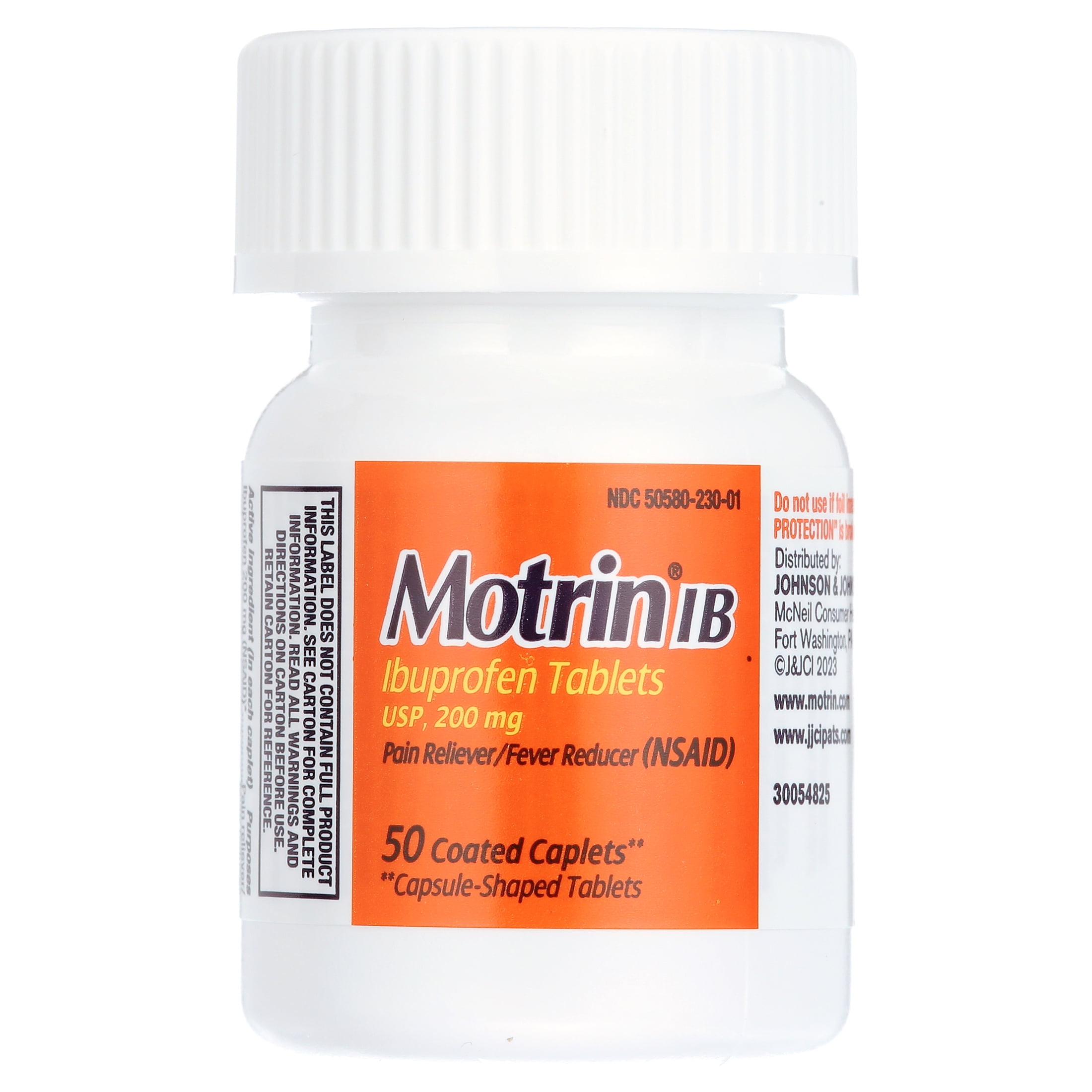 Motrin IB Ibuprofen 200mg Tablets Pain Fever Relief 50 Count