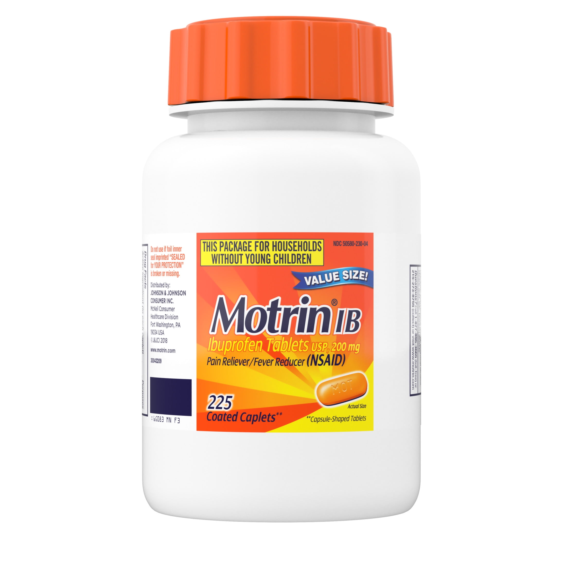 Motrin IB Ibuprofen 200mg Pain Fever Relief 225 Ct