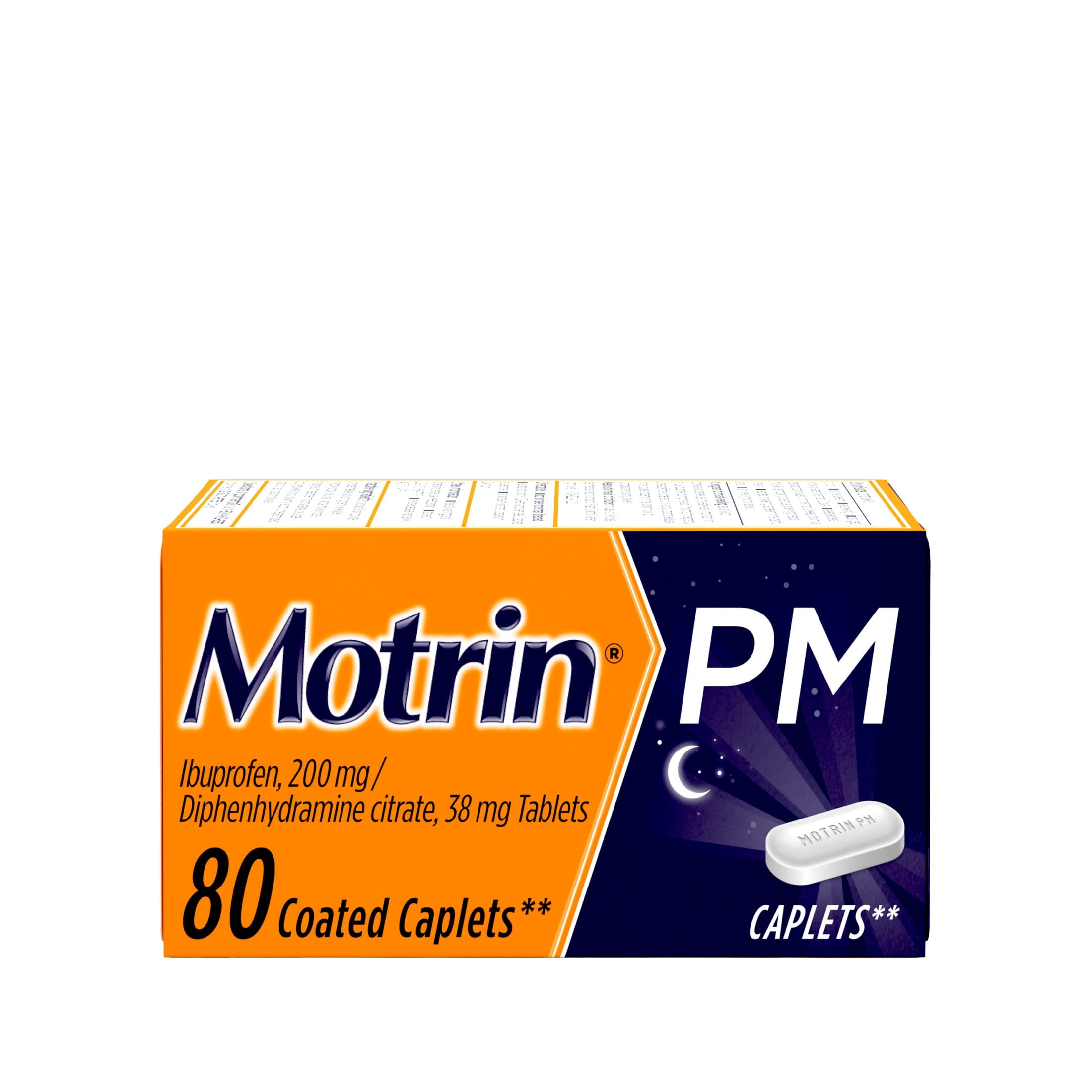 Motrin PM Caplets 200 mg Ibuprofen 38 mg Sleep Aid Bulk 80 Ct