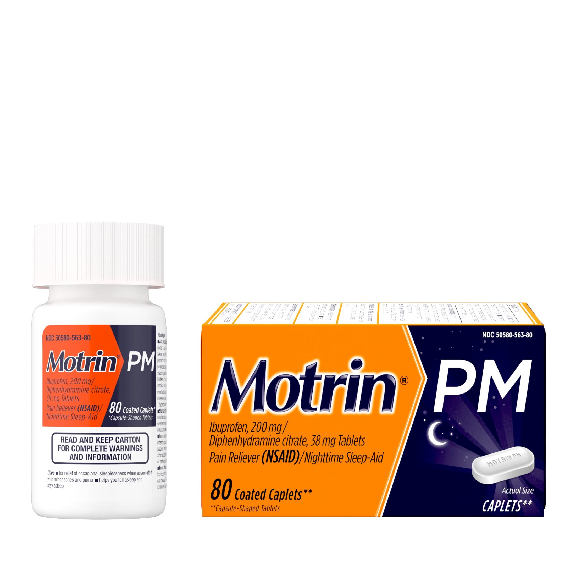 Motrin PM Caplets 200 mg Ibuprofen 38 mg Sleep Aid Bulk 80 Ct