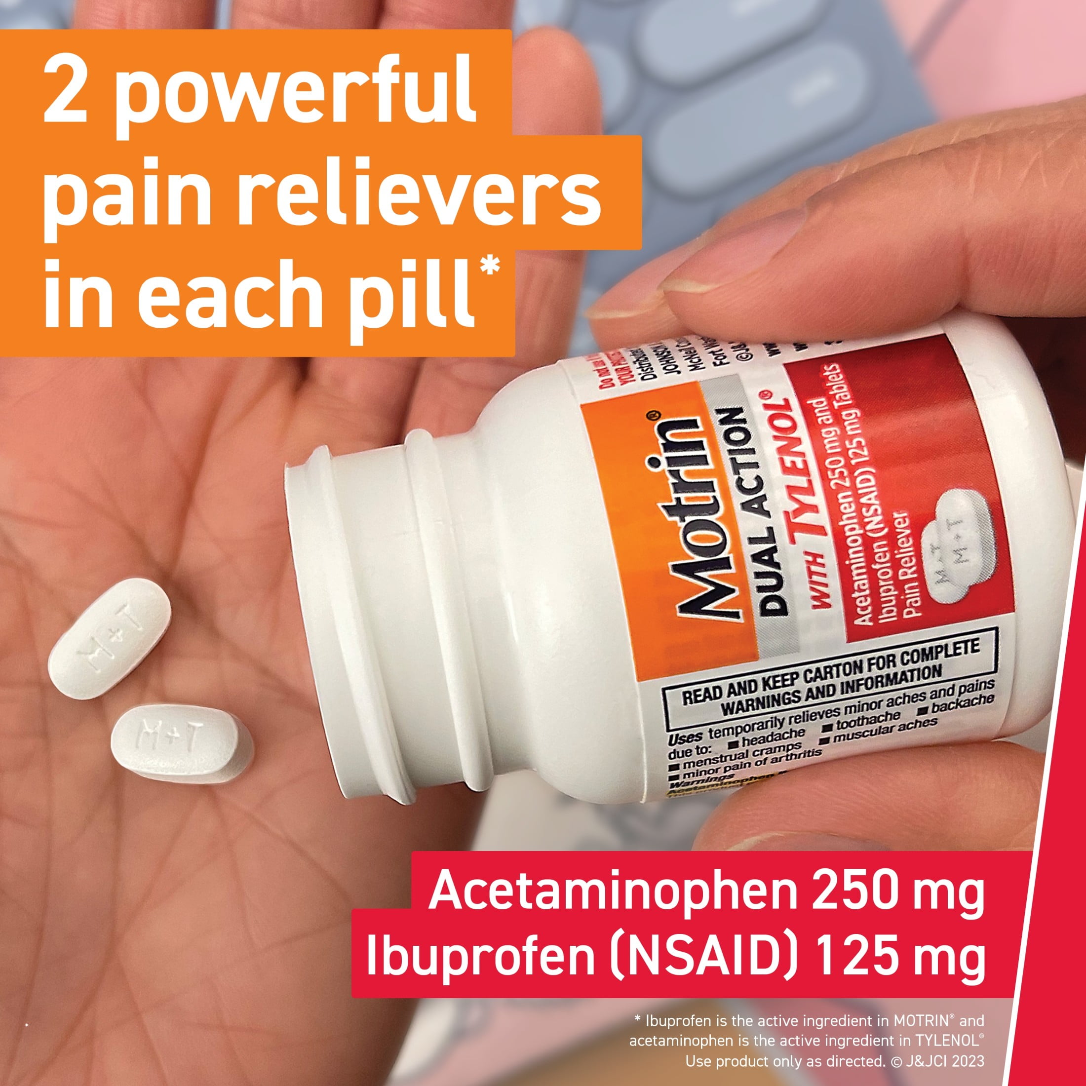 Motrin Dual Action Tylenol Ibuprofen Acetaminophen 80 Ct