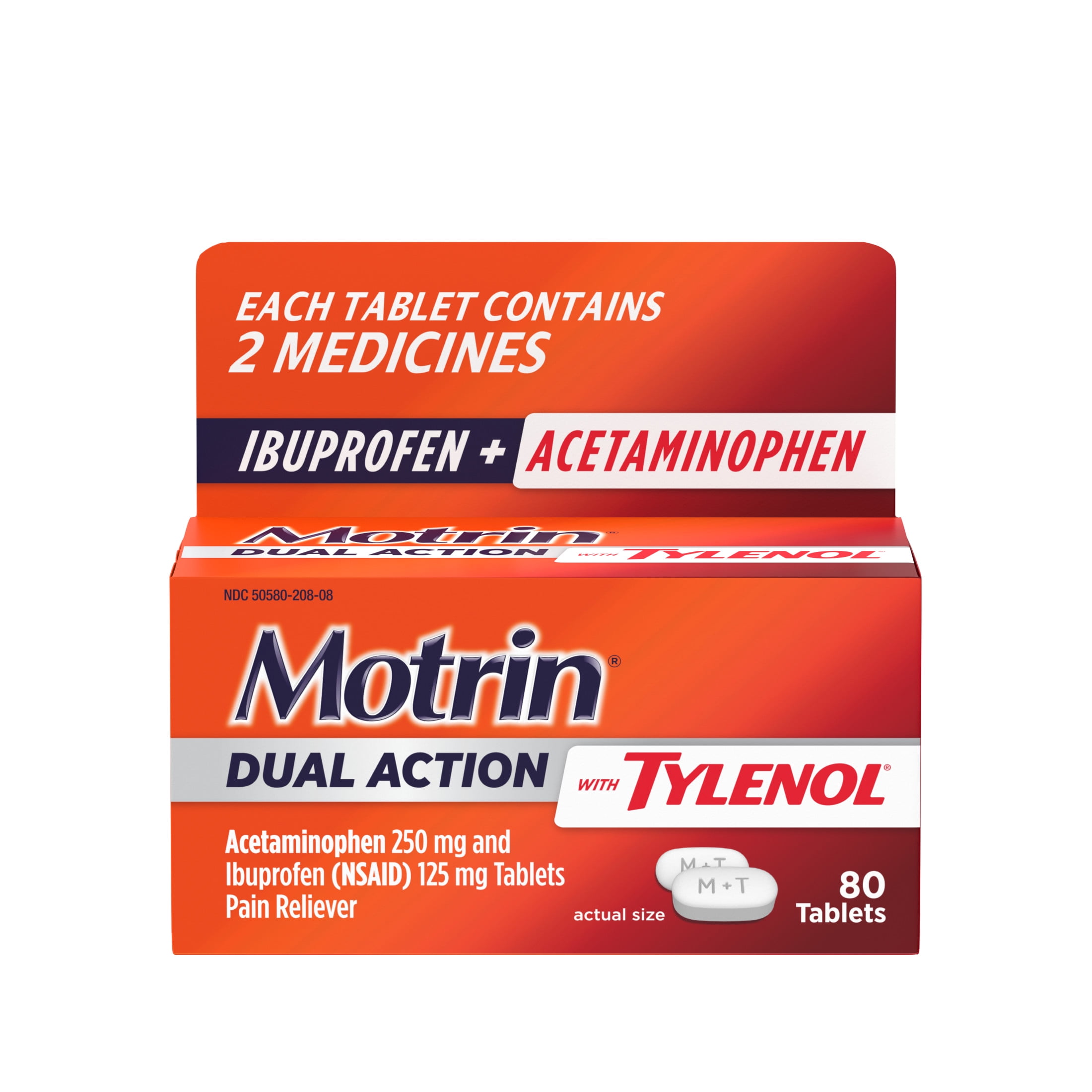 Motrin Dual Action Tylenol Ibuprofen Acetaminophen 80 Ct