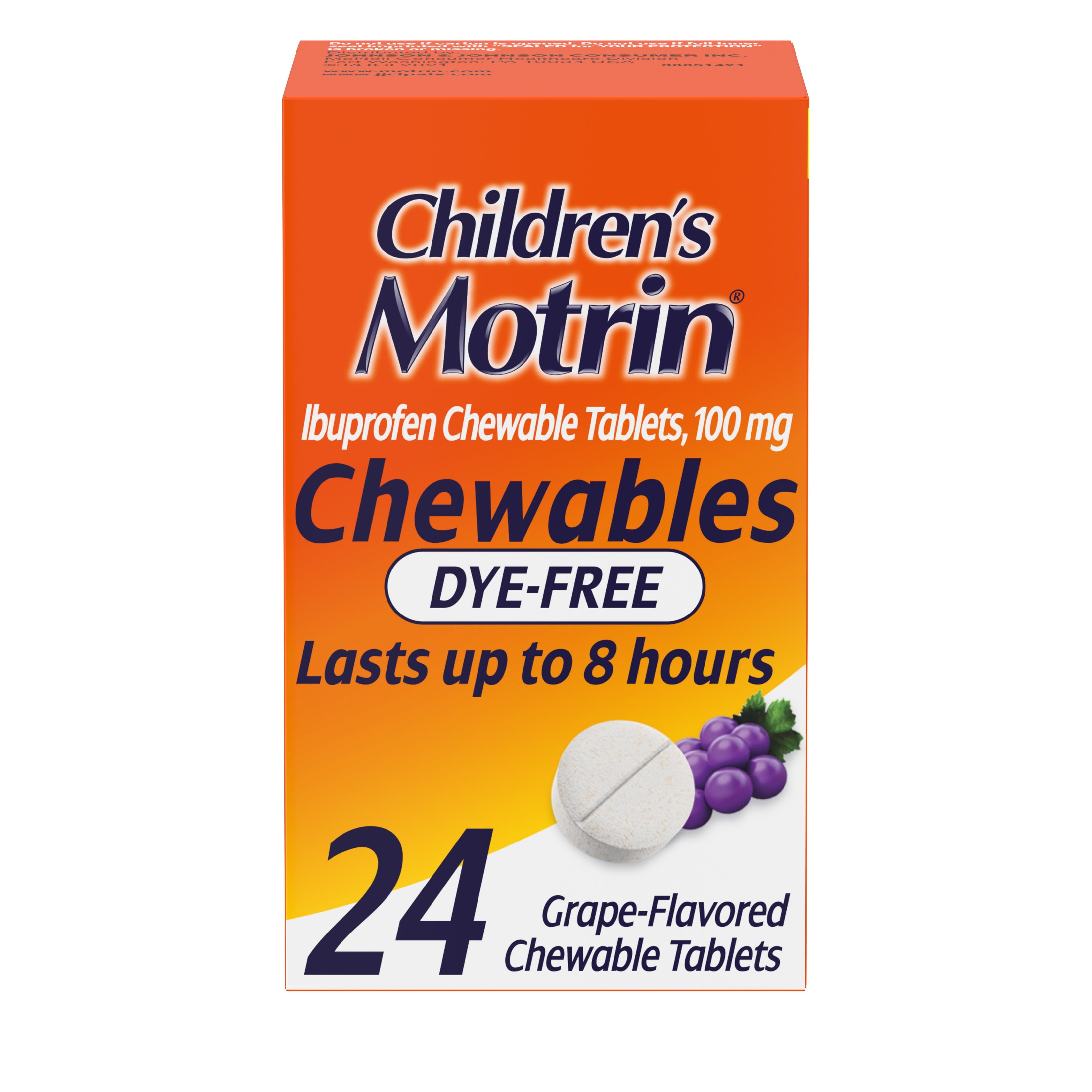 Motrin DyeFree Grape Ibuprofen Chewable Tablets 24 Ct.Childrens