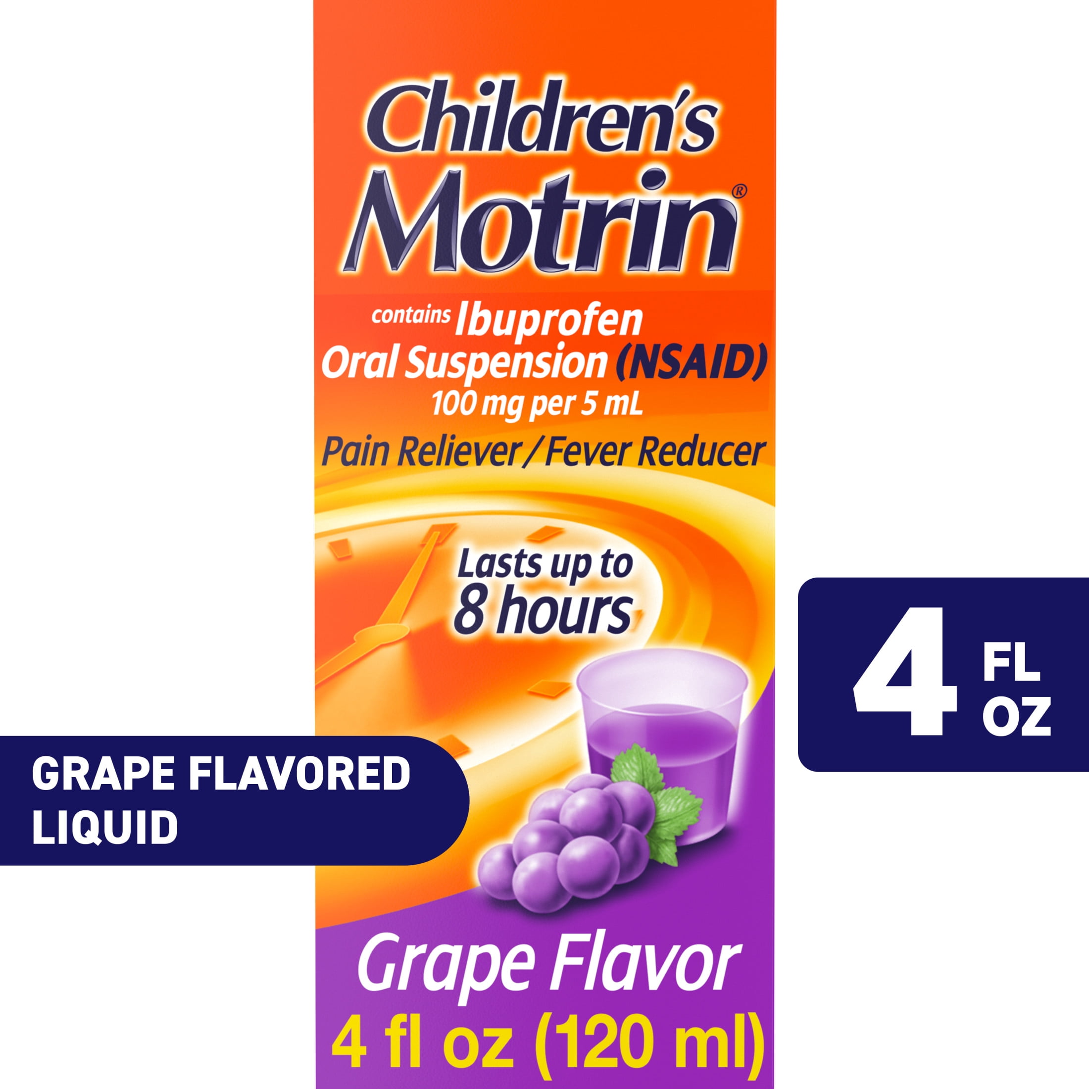 Motrin Oral Suspension Pain Relief Ibuprofen Grape Flavored 4 oz Childrens