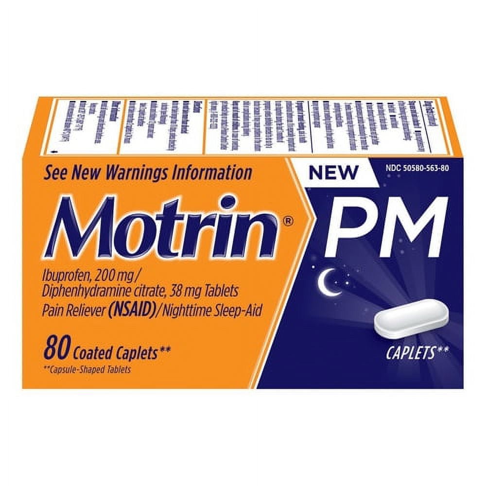 Motrin PM Ibuprofen 200mg Pain Reliever Nighttime Sleep Aid Caplets - 80