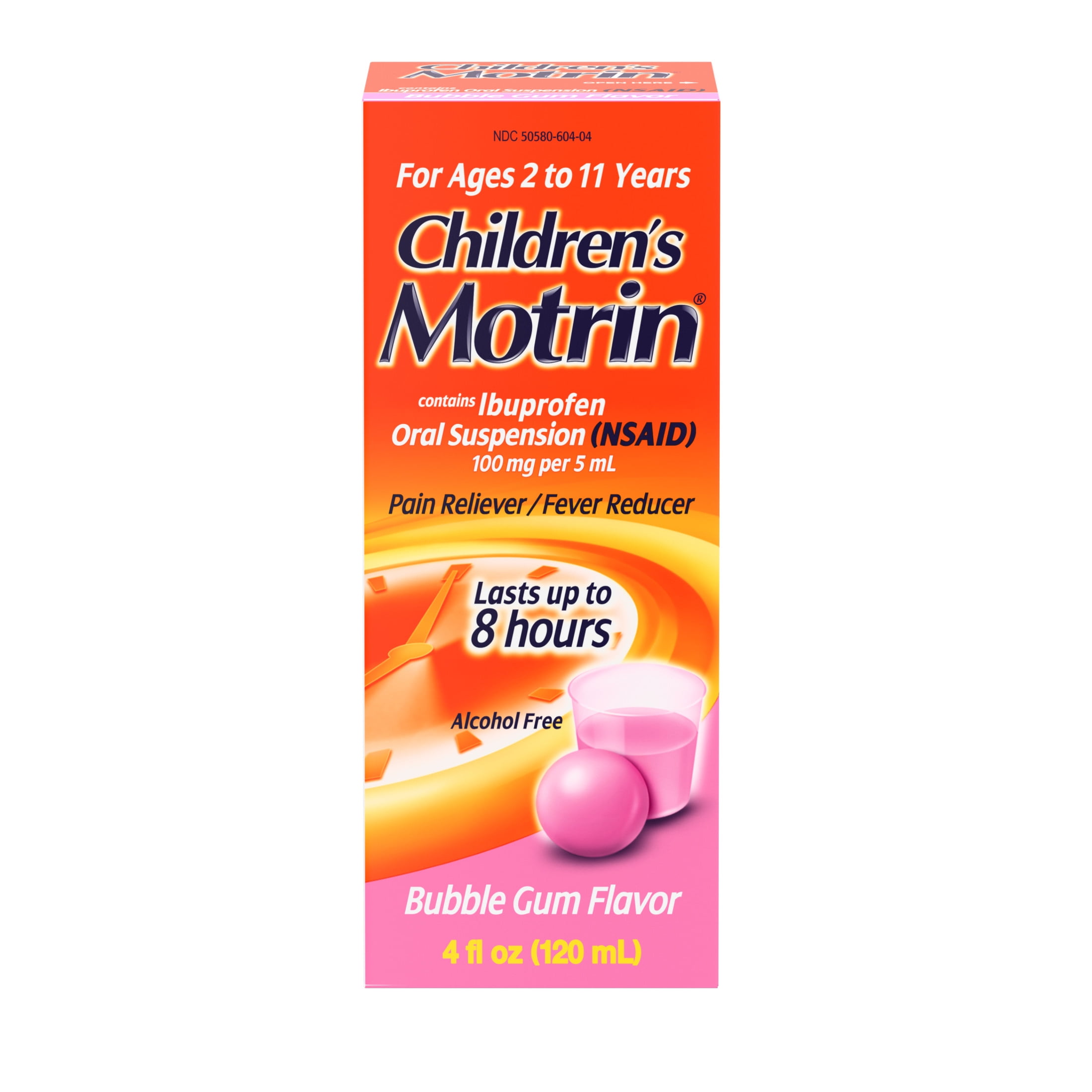 Motrin Ibuprofen Bubblegum Flavor Kids Medicine 4 fl oz Childrens