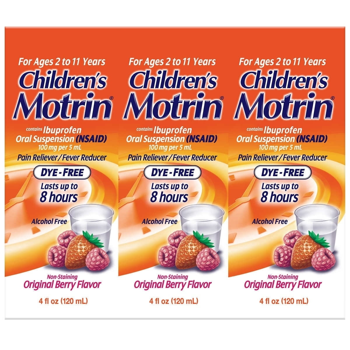 Motrin Oral Suspension 4 Ounce Pack of 3 Childrens