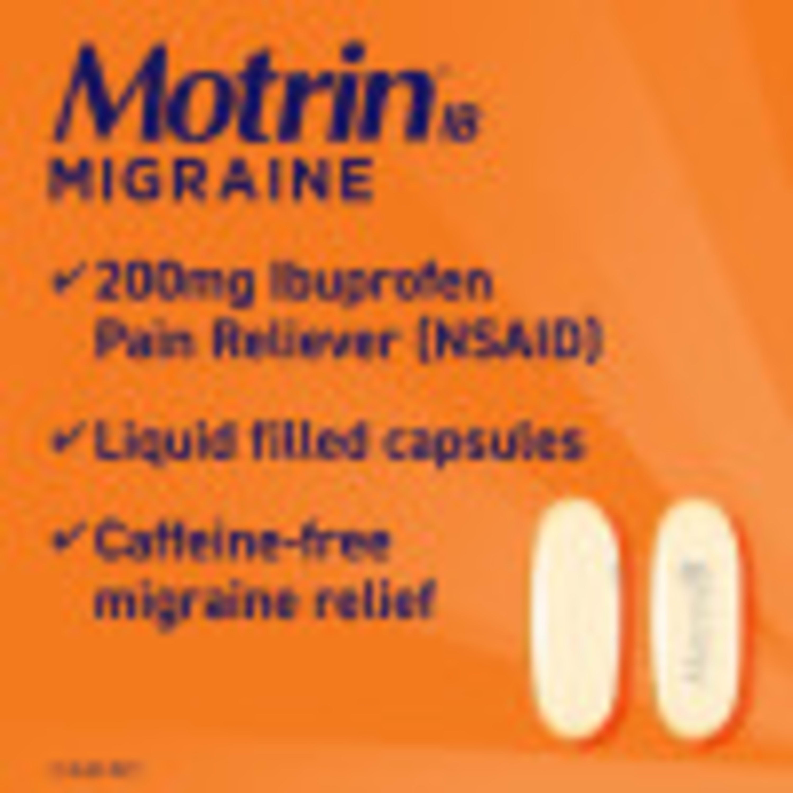 Motrin IB Migraine Relief Liquid Gel Caps Ibuprofen 200mg 20 Ct