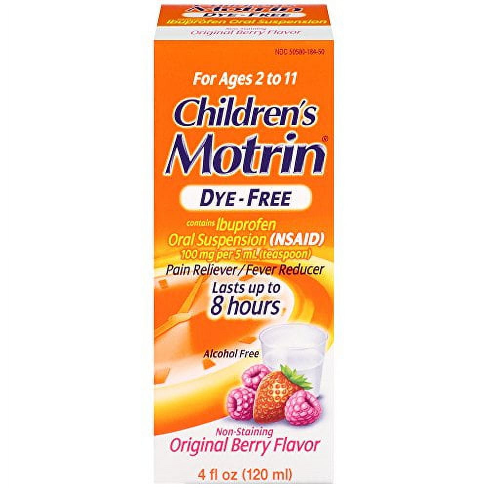 Motrin Dye-Free Pain Fever Reducer Original Berry 4 oz 2-Pack Twin Pack Children