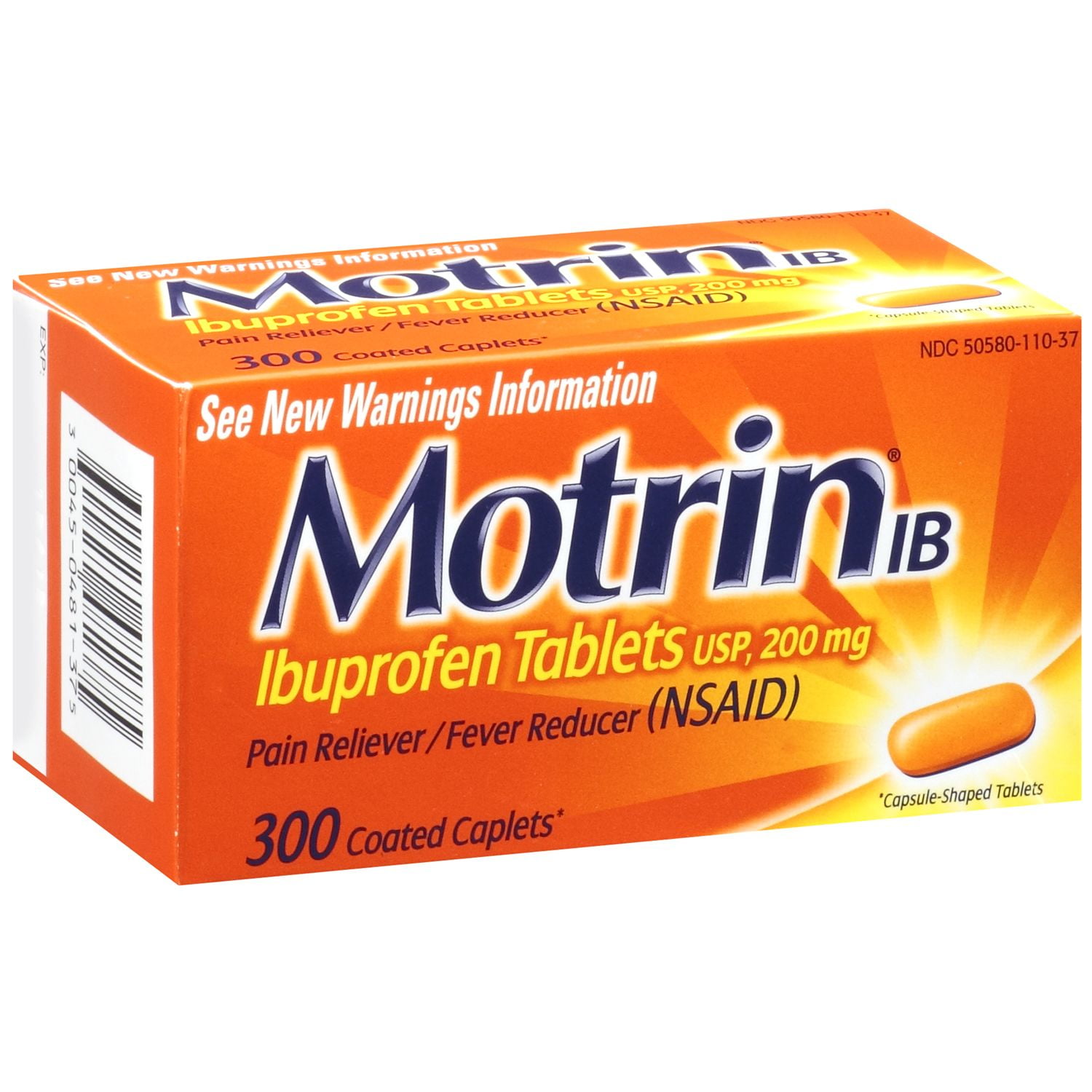 Motrin IB Ibuprofen Pain Fever Reducer 300 Count 200mg